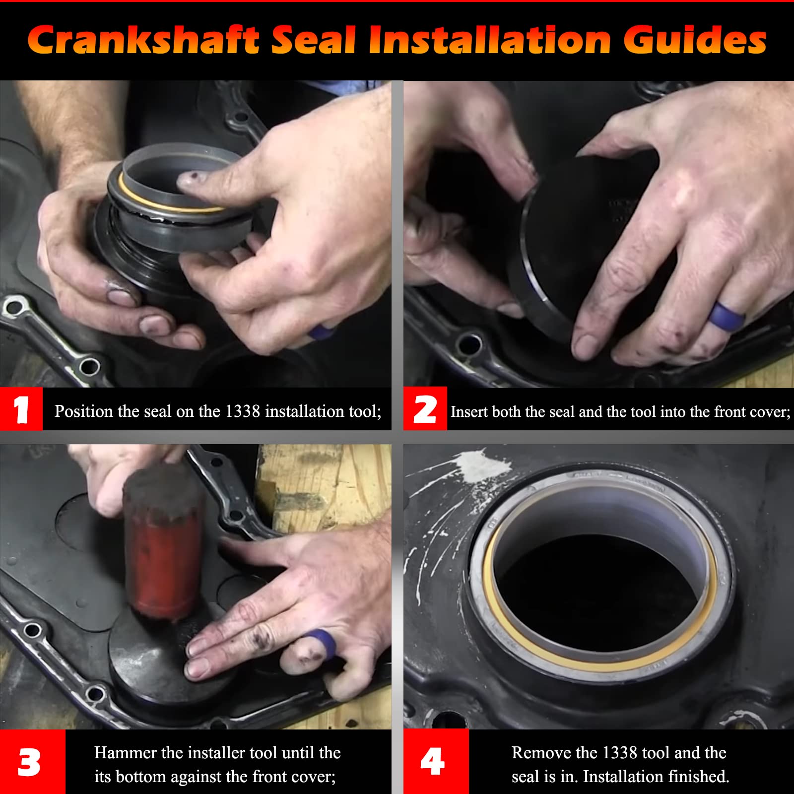 5046 Crankshaft Wear Sleeve Install Tool & 1338 Front Cover Crankshaft Seal Installation Tool Perfectly Fits For Dodge Cummins 3.9L 5.9L 6.7L Diesel Engines
