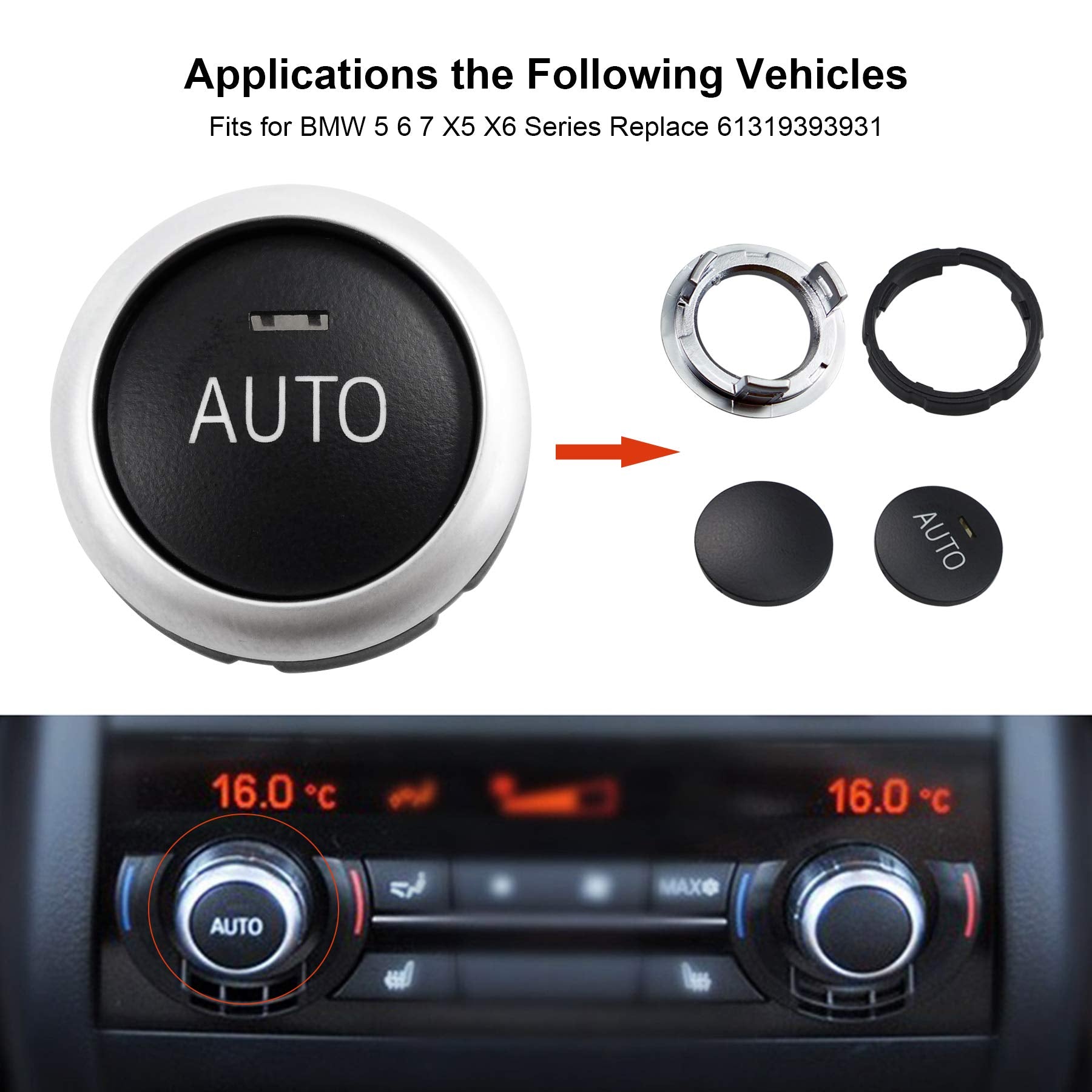 A/C Air Conditioning Knob Control Fit for BMW 5 6 7 X5 X6 Series M5 M6 X5 X6 520i 528i 530i 535i 550i 640i 650i 730Li 740Li 750L