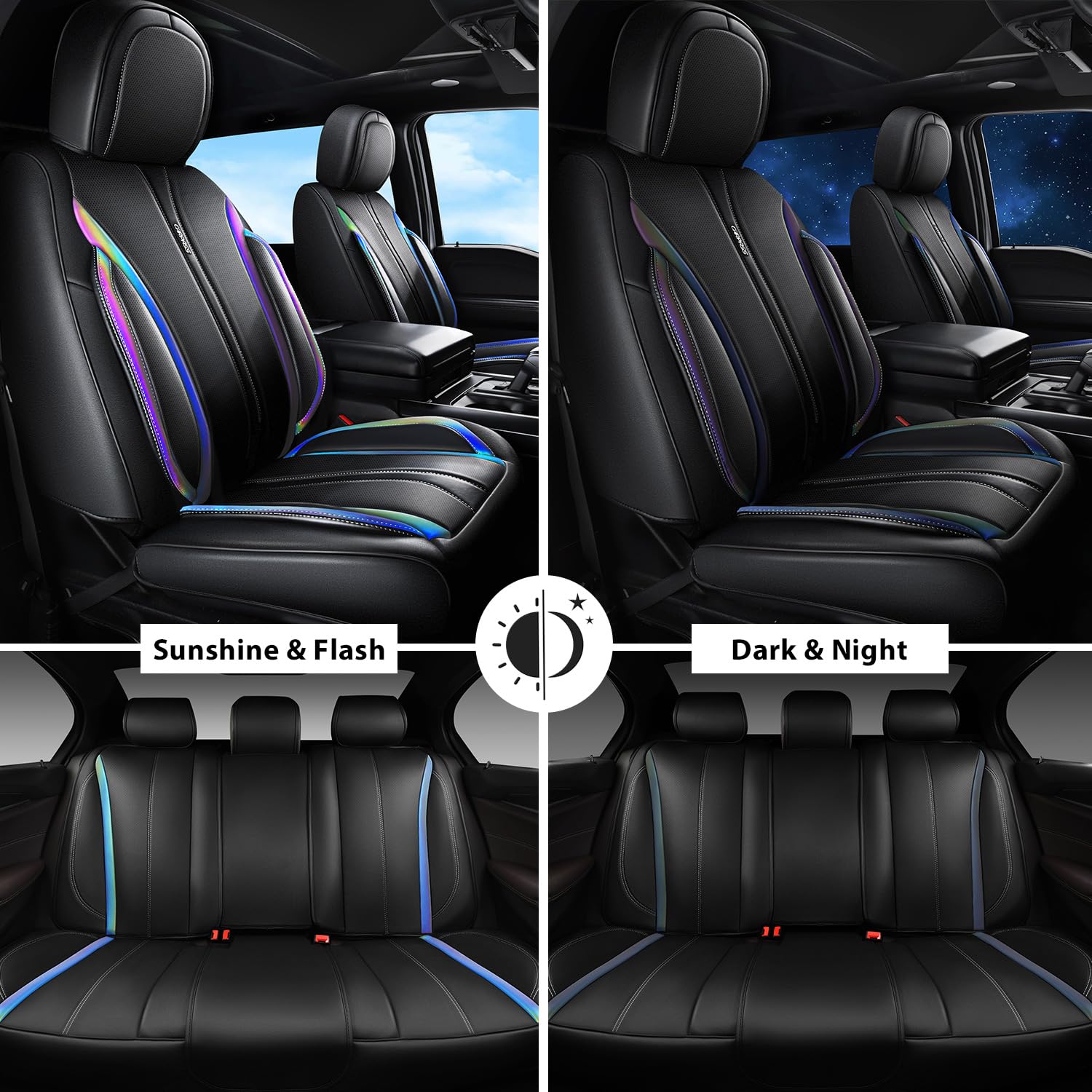 Car Pass Nappa Leather Car Seat Covers, Durable Waterproof Luxury Universal For Suv Pick-Up Truck Sedan, Anti-Slip Driver 5 Seat