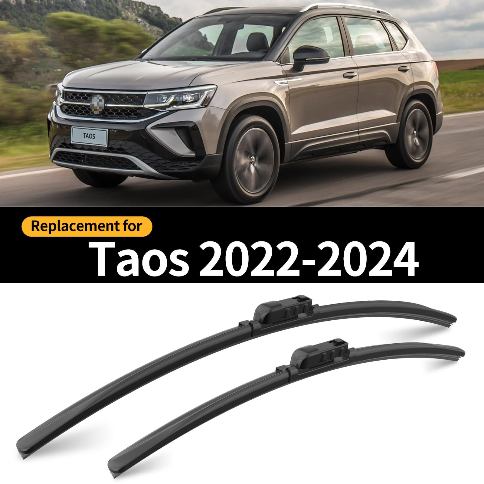 Gardimu Replacement For Volkswagen Taos 2022 2023 2024 Windshield Wiper Blade, 3 Pieces Of Car Front And Rear Window Wiper Blades