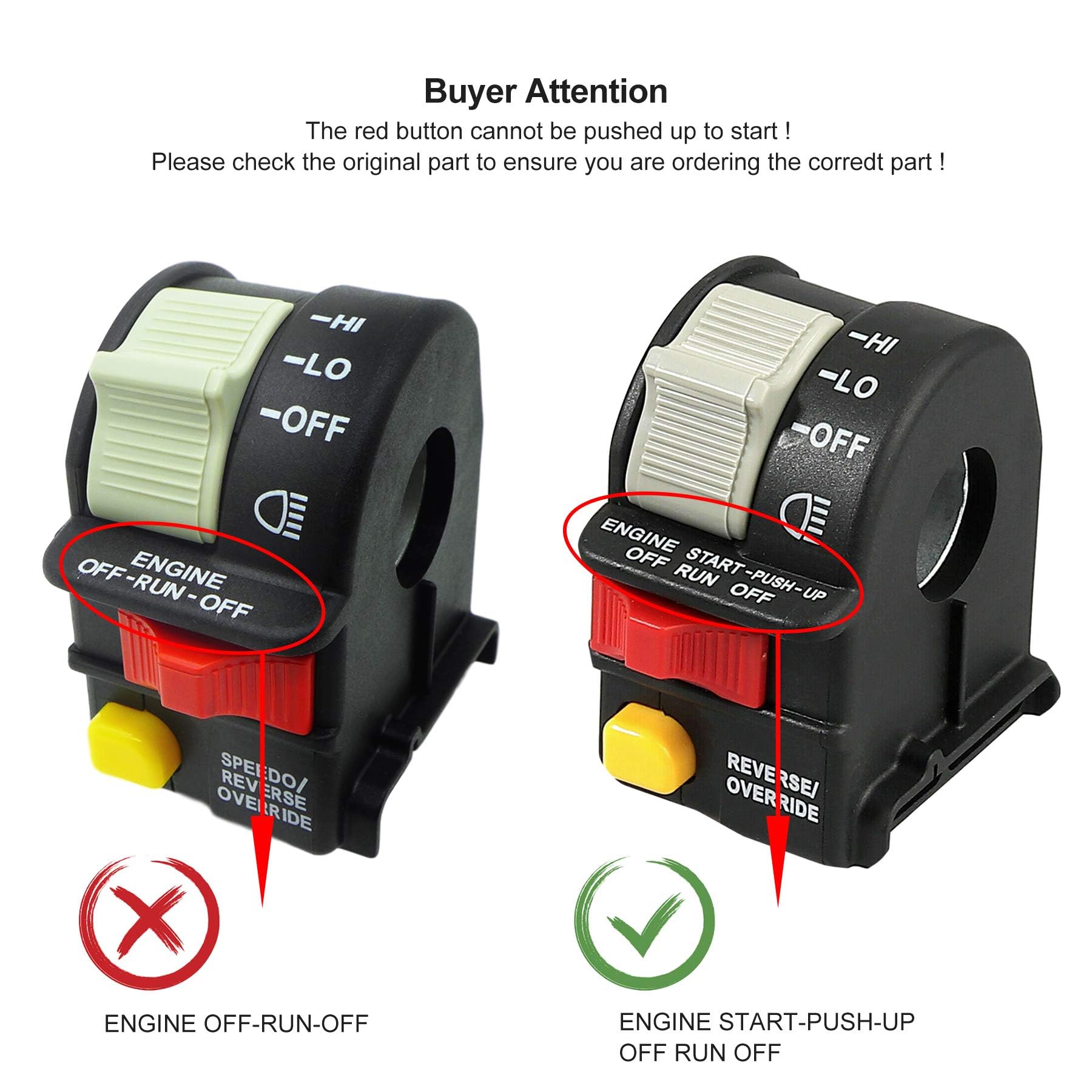 Left Handlebar Bar Switch, Engine Start Run Off Headlight HI LO Off Start Light Switch for Polaris Magnum Scrambler Sportsman Tr