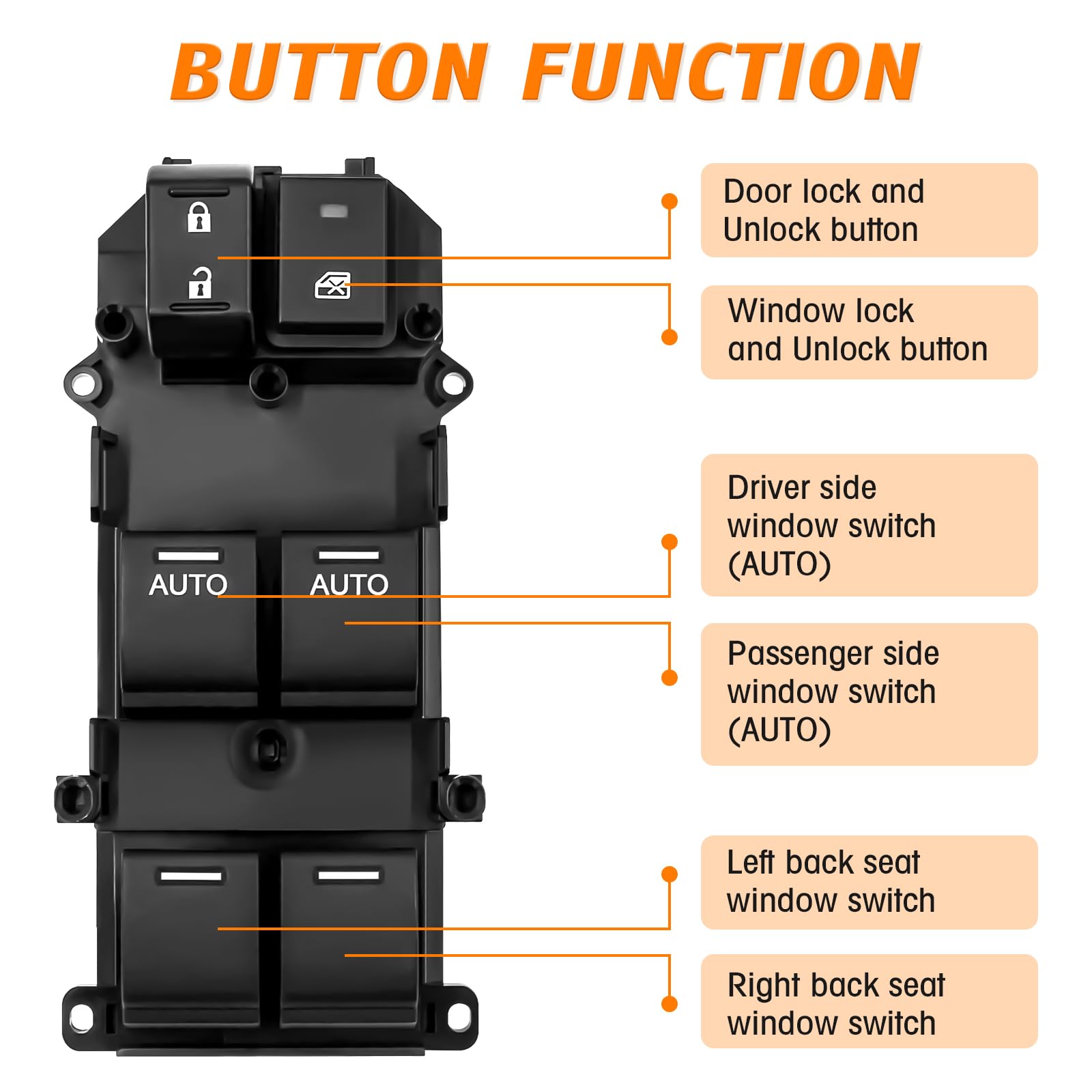 Master Power Window Switch Compatible With 2008-2012 Honda Accord Double Auto Button Replace# 35750-Ta0-A31, 35750-Ta0-A32
