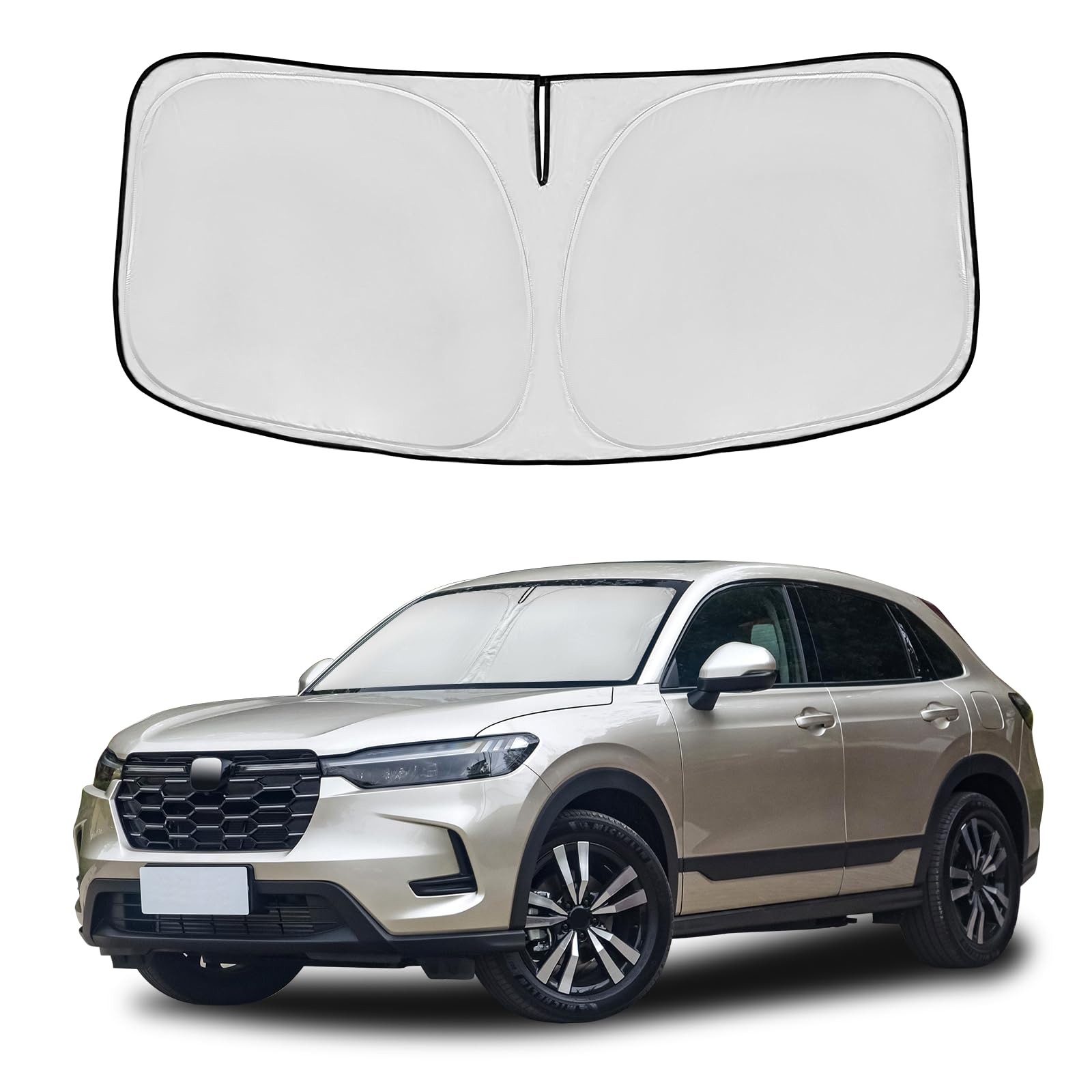 Windshield Sun Shade For Honda Hr-V 2023 2024 2025 Double Layer 240T Front Window Shade Custom Fit Hrv Sun Visor Foldable Shade