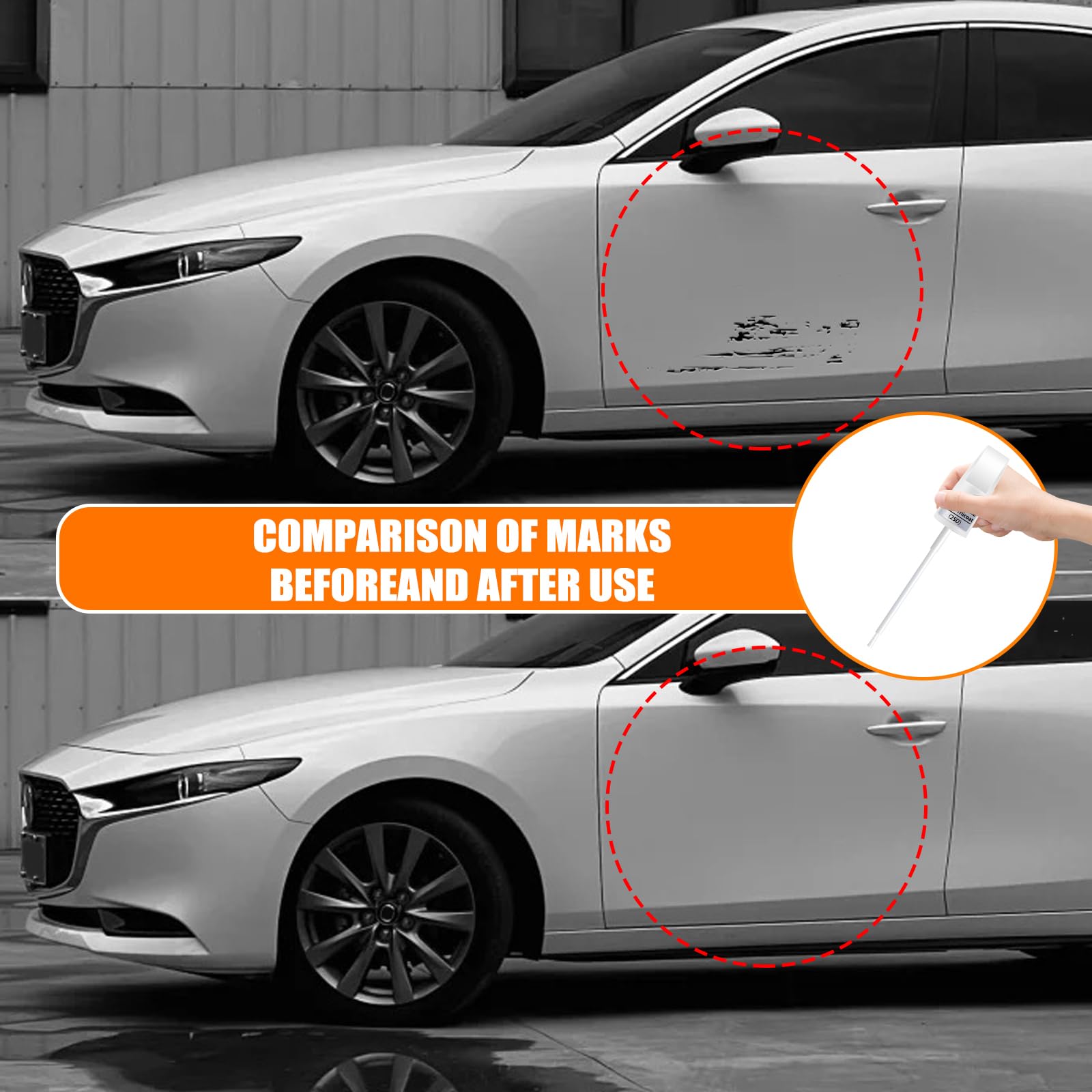 SNSIR Touch Up Paint Pen - 0.4 Fl Oz, Machine Gray Metallic, Car Scratch Repair for Mazda, Two-In-One Premium Remover