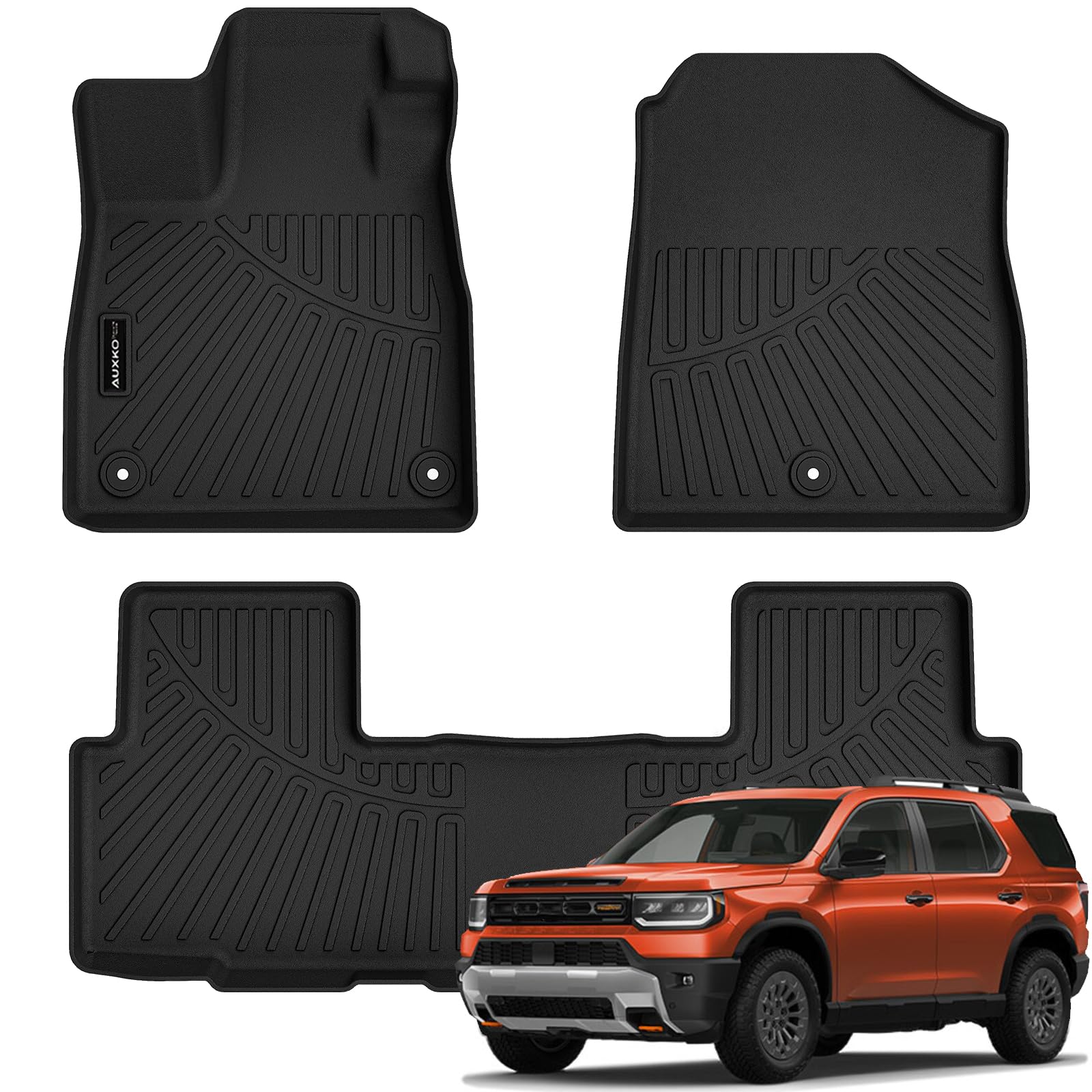 Auxko All Weather Floor Mats for Honda Passport 2026 TPE Liners All Season Accessories Guard Odorless Anti-Slip Floor Liners for