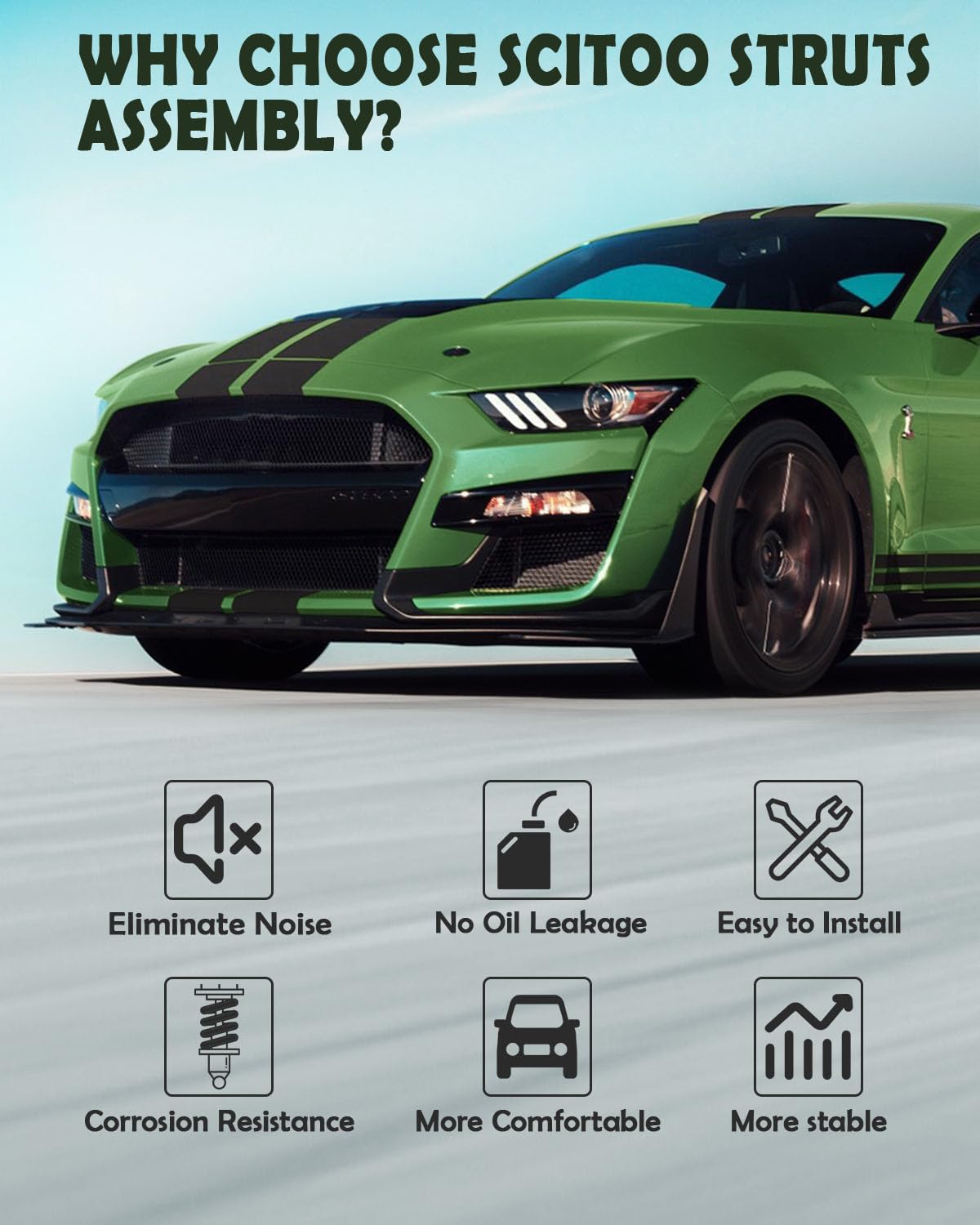 Scitoo 2Pcs Front Quick Complete Strut Assemblies Struts And Shocks For 2010-2012 For Subaru Outback Complete Struts W/Coil Spri