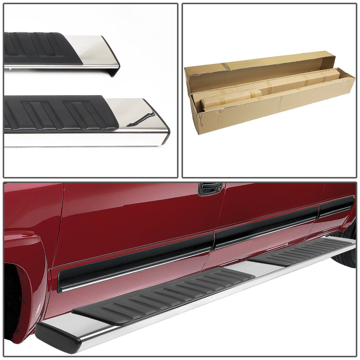 Auto Dynasty Running Boards Compatible With 2007-2019 Chevy Silverado Gmc Sierra 1500 2500Hd 3500Hd Crew Cab, Stainless Steel Si