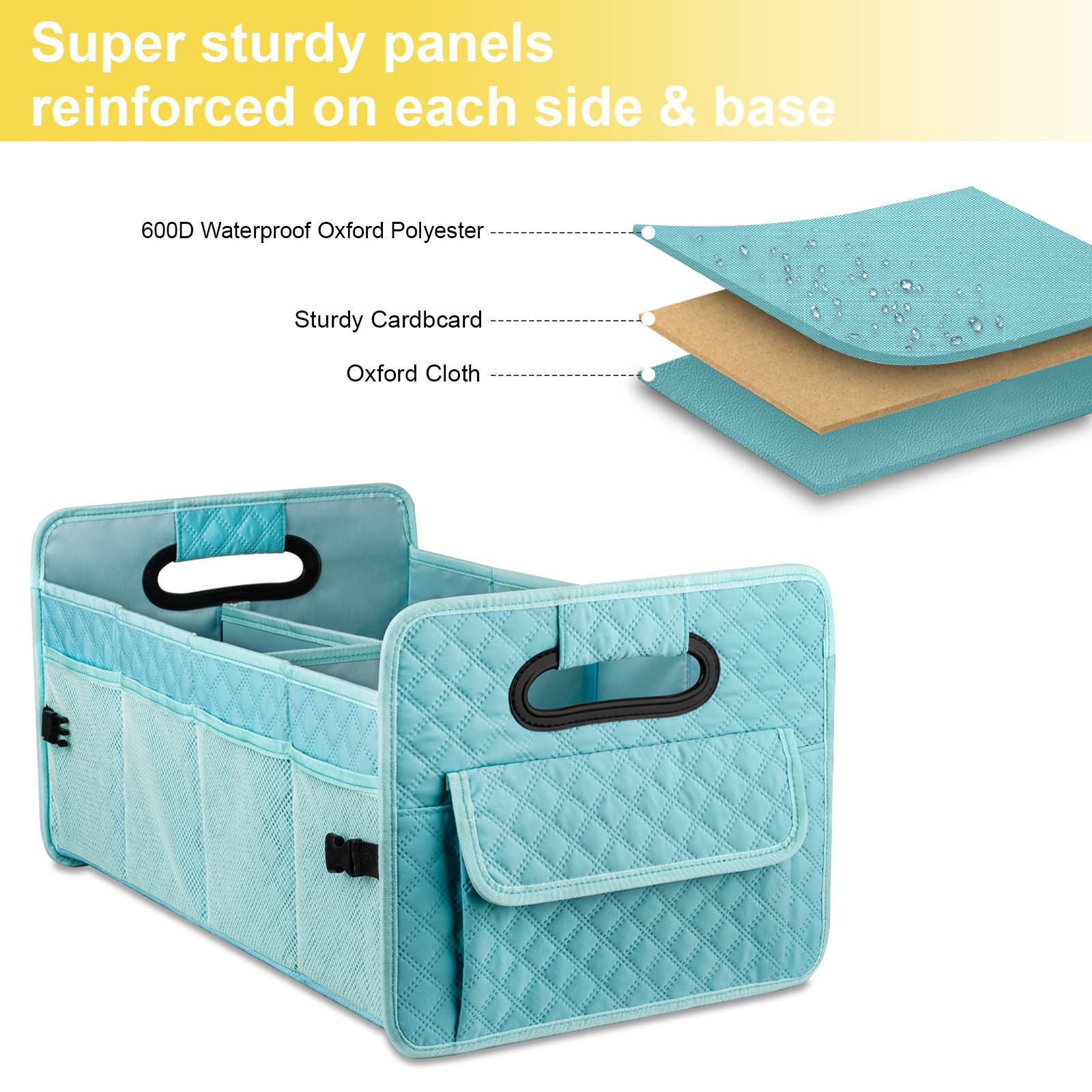 JiatuA Car Trunk Organizers and Storage for SUV, Collapsible Multi Compartment Container Box Adjustable Car Accessories for Wome