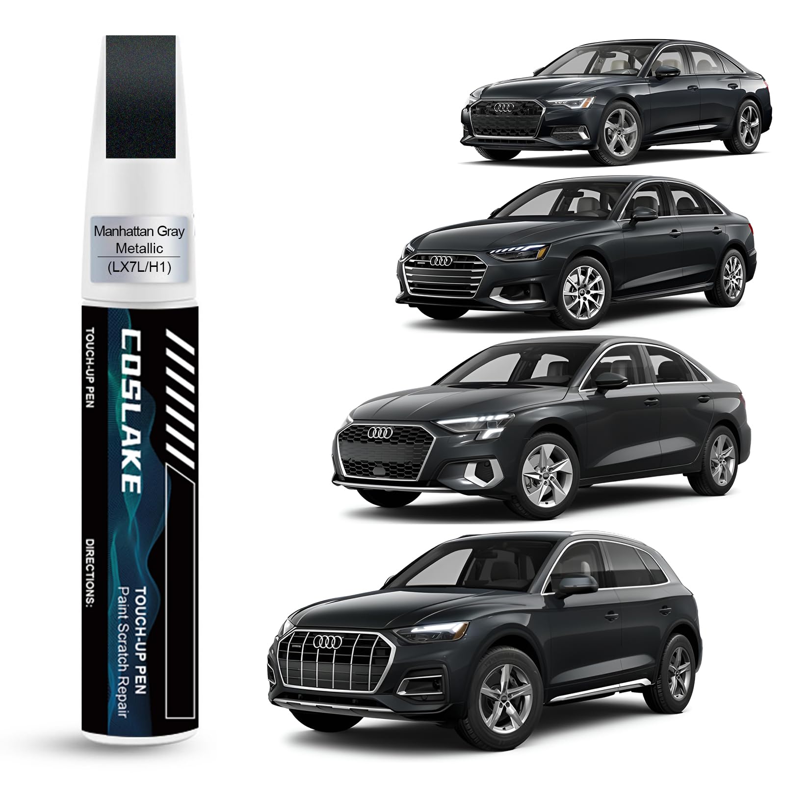 Coslake Car Touch Up Paint(Manhattan Gray Metallic(Lx7L/H1)) For Audi, Car Paint Scratch Repair Kit, Quick & Easy Solution To Re