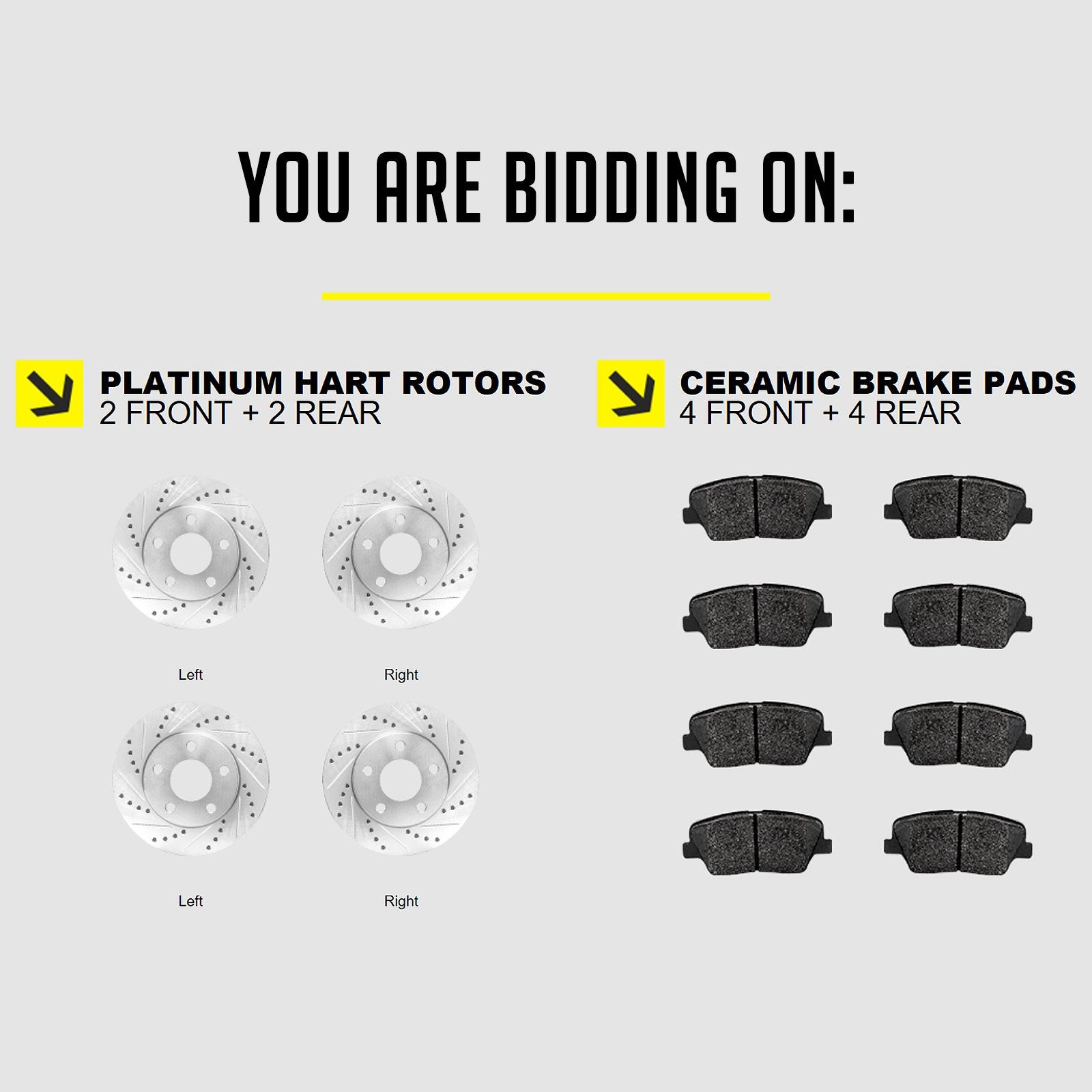 Hart Brakes Front Rear Brakes And Rotors Kit |Front Rear Brake Pads| Brake Rotors And Pads| Ceramic Brake Pads And Rotors |2001-