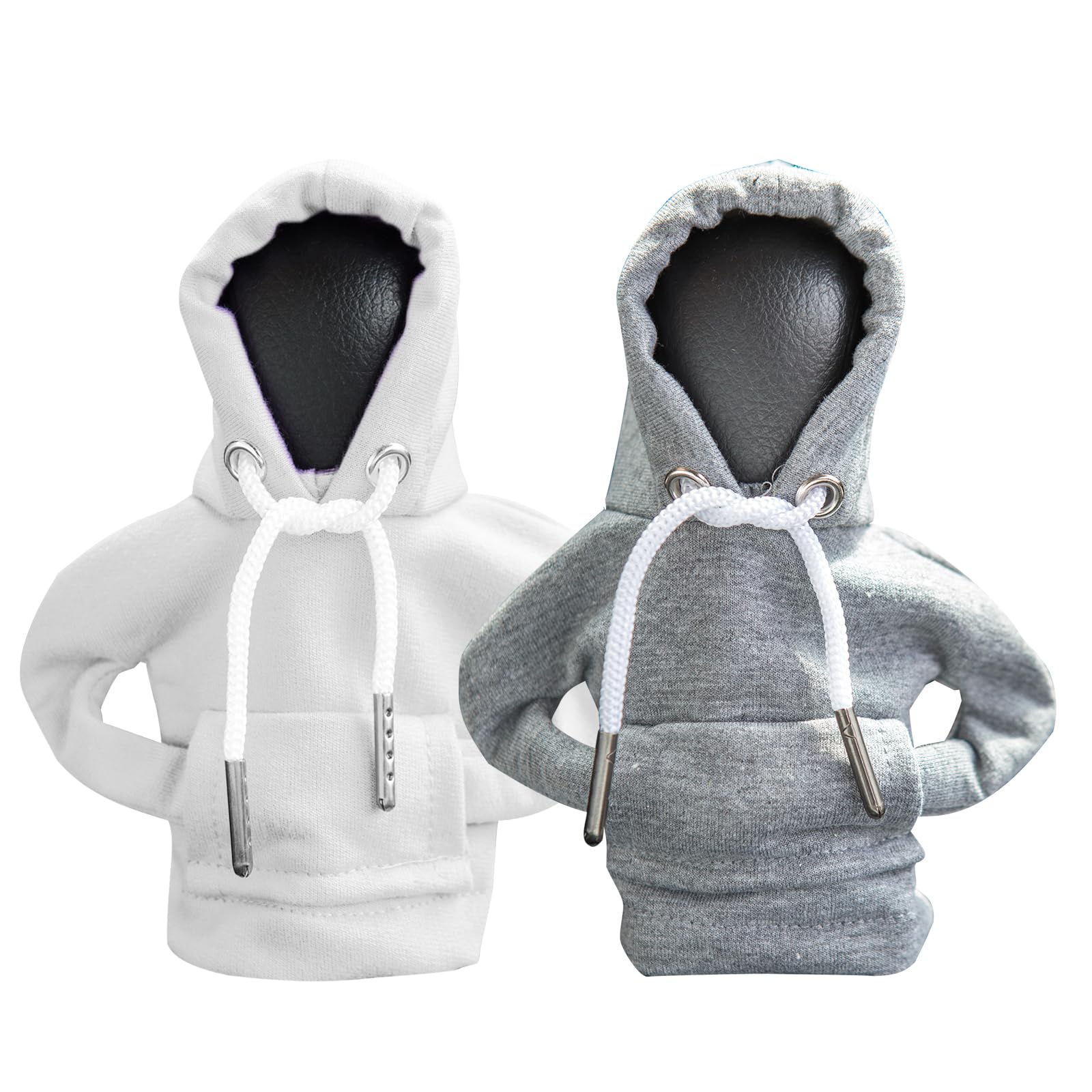 Ecdream 2Pcs Car Shift Knob Hoodie, Gear Shift Sweater For Gearshift, Automotive Interior Accessories (White And Gray)