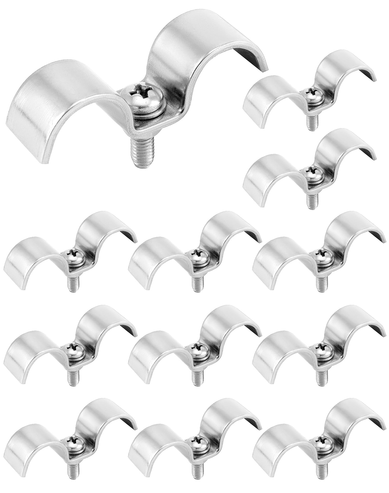 QWORK Stainless Steel Double Line Clamp, 12 Pack 5/8 Fuel Lines Clips with Mounting Screws