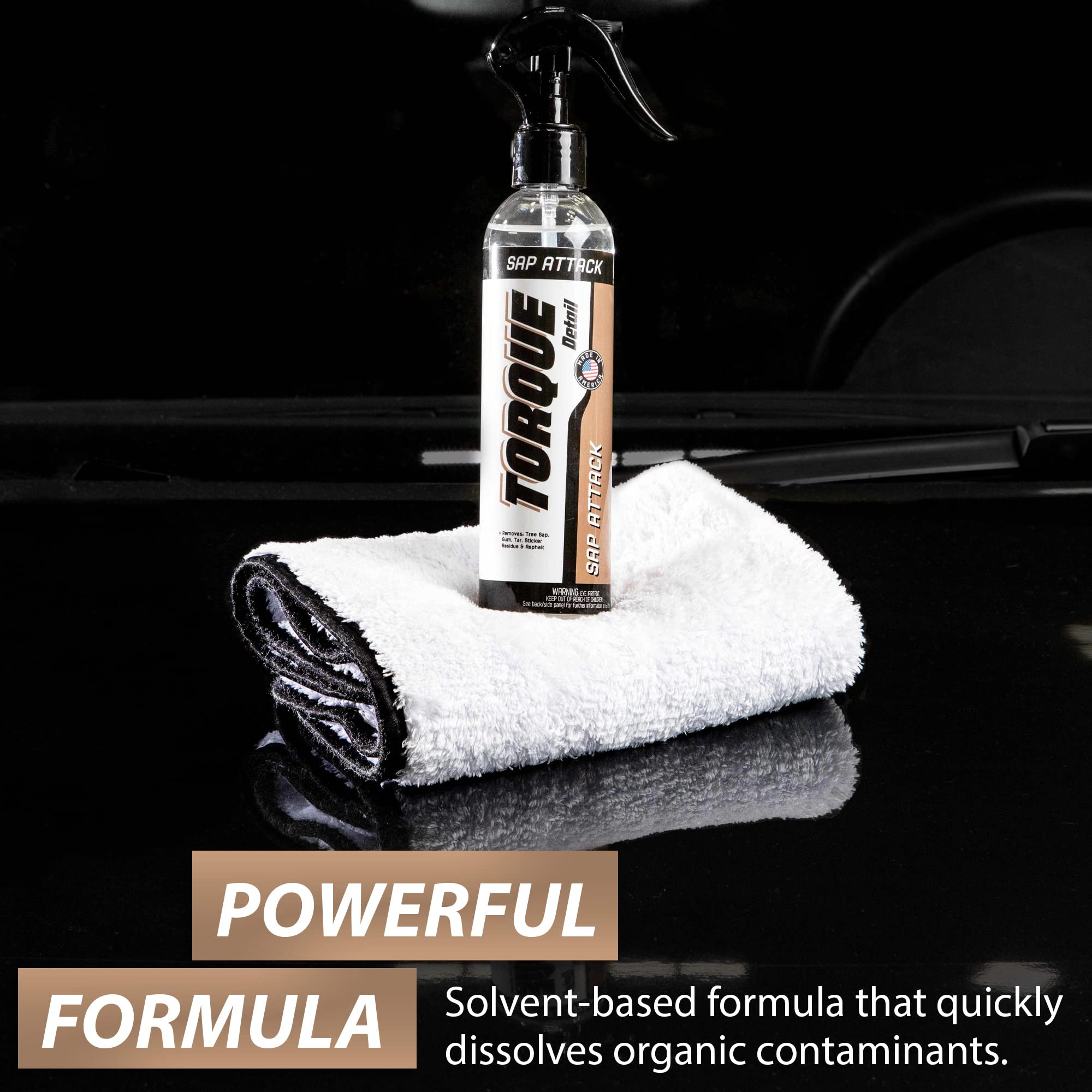 Torque Detail Sap Attack 8Oz - Removes Tree Sap, Tar, Gum, Sticker Residue & Asphalt - Sap, Tar, Adhesive, Sticker Remover For C