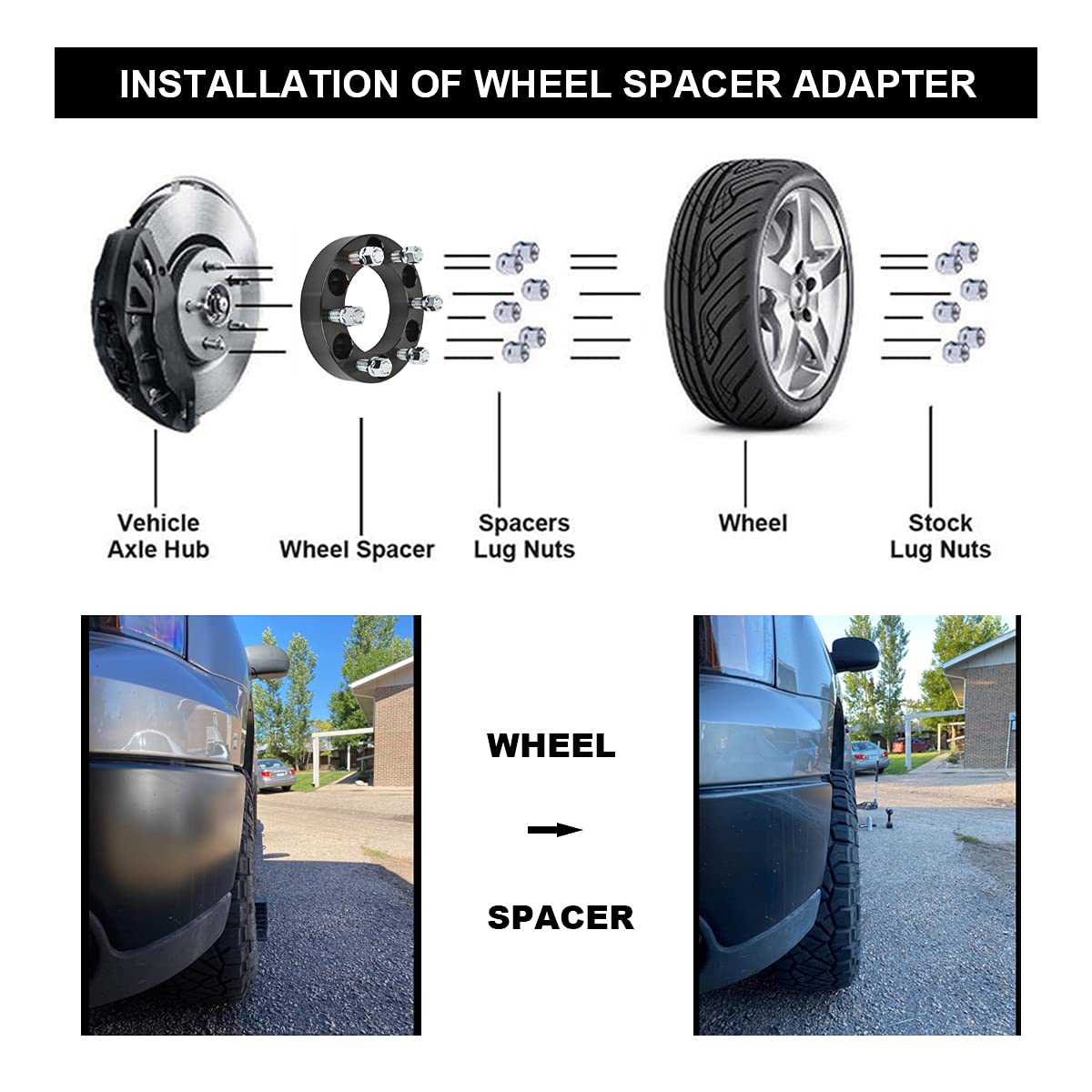 Vlaoschi Black Forged 6X4.5 To 6X5.5 Wheel Adapters 1 Inch With 1/2' Studs Compatible With Dodge 6 Lug 6X114.3 To 6X139.7 For 1991-2004 Dakota | 1998-2003 Durango | 1993-2010 Viper - Pack Of 4