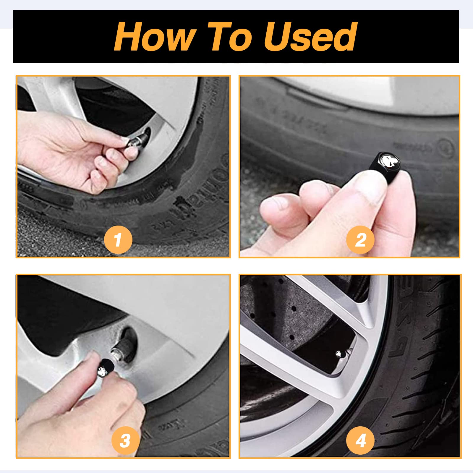 Ajxn 4 Pack Skull Car Wheel Tire Valve Stem Caps Airtight Dust Proof Covers Universal Tire Air Valve Caps For Cars, Trucks, Bicycles, Car Accessories For Men And Women (Black Skull #18)