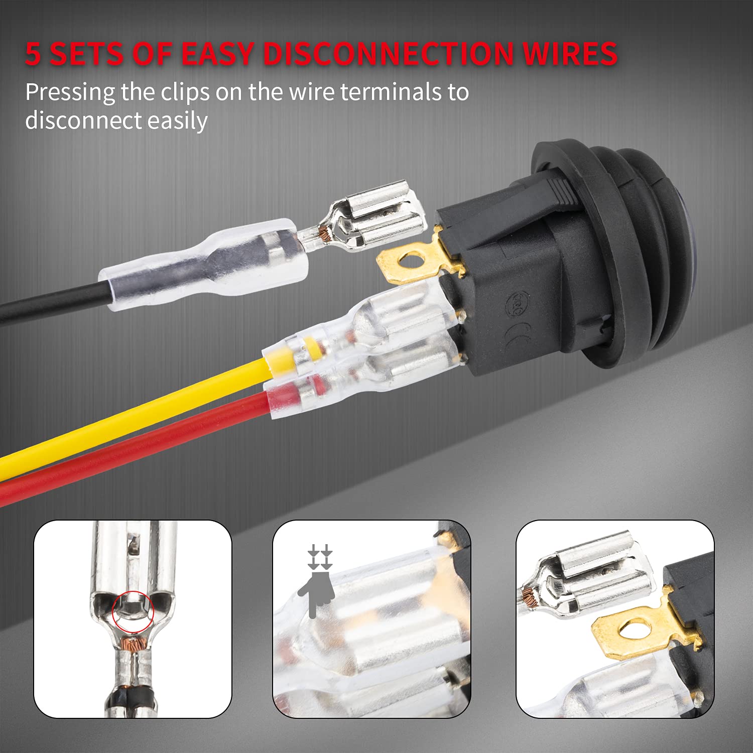 Daiertek 12V 20A Waterproof Rocker Switch Blue Led Lighted Round On Off 3 Pin 12 Volt Weatherproof Illuminated Toggle For Marine Car Rv Truck -5Pack