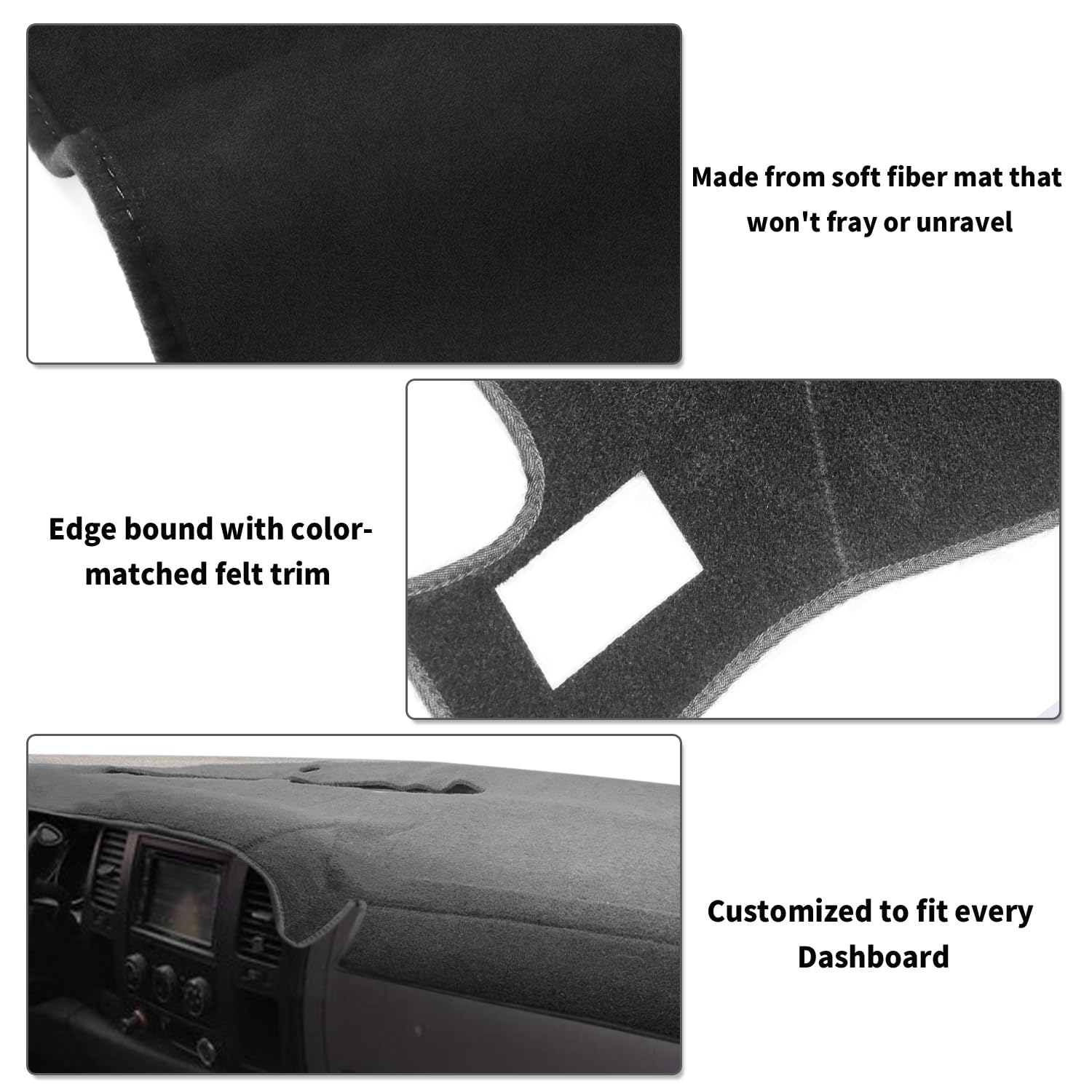 Posaid Dashboard Dash Cover Carpet For Chevy Silverado 2007-2013 And Gmc Sierra 07-13 With Two Glove Boxes Car Dash Cover Mat Bl