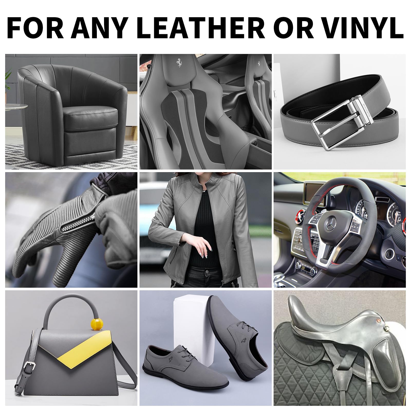 Leather Recoloring Balm,8.5Oz Leather Color Restorer,Dark Gray Leather Repair Kit For Furniture And Car Interior,Leather Couch S