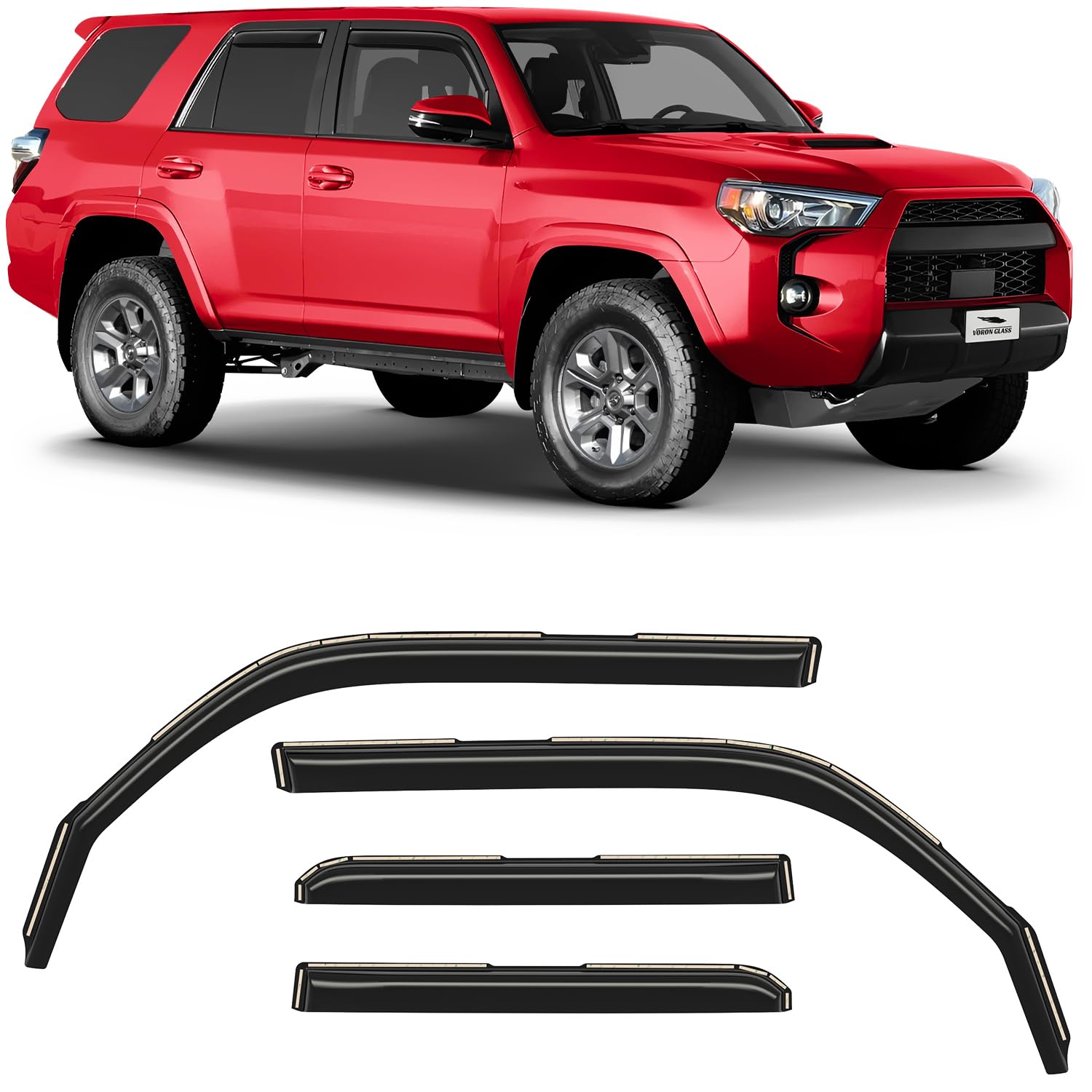 Voron Glass In-Channel Extra Durable Rain Guards For Chevrolet (Chevy) Silverado 2500Hd/3500Hd 2015-2019 Crew Cab, Window Deflec
