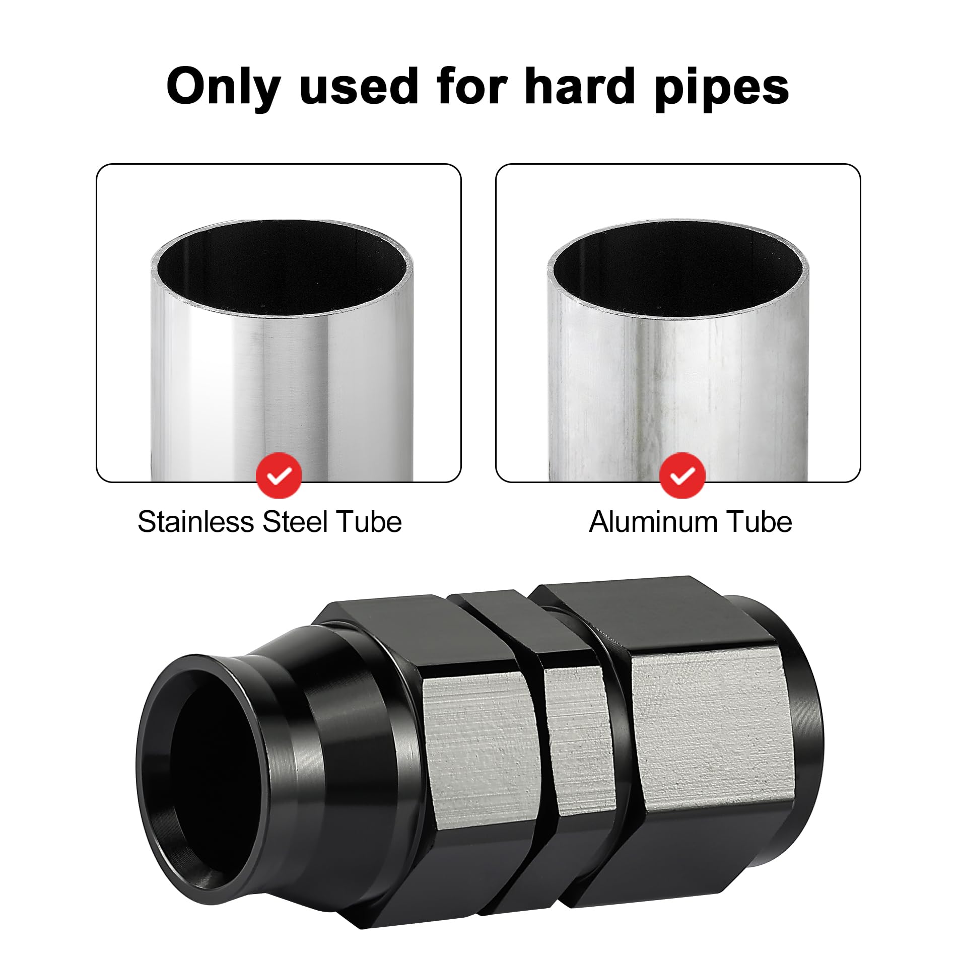 EVIL ENERGY 6AN Female Flare to 5/16 '' Compression Hardline Fitting Aluminum Black 2PCS