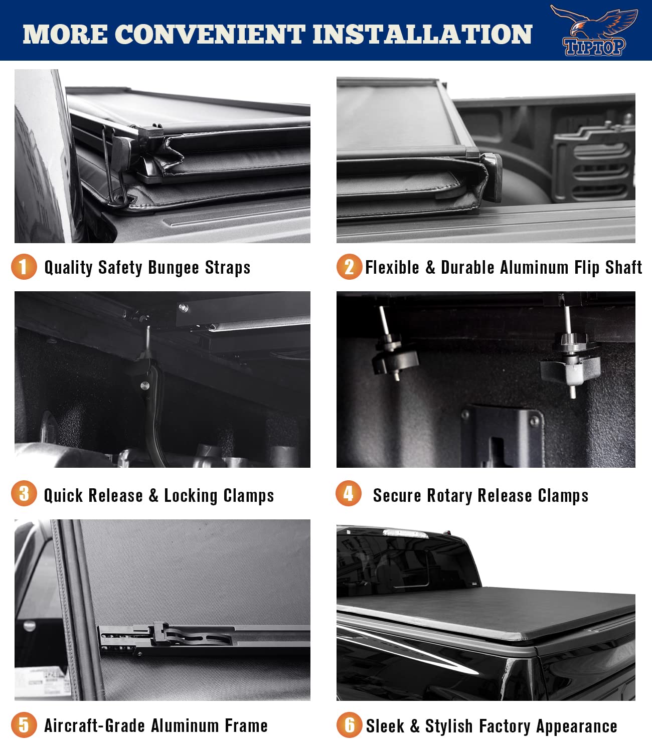 Tiptop Soft Tri-Fold Tonneau Cover Truck Bed For 2015-2025 Chevy Colorado/Gmc Canyon 5.2Ft Bed (61.7'') | Tpx3 |