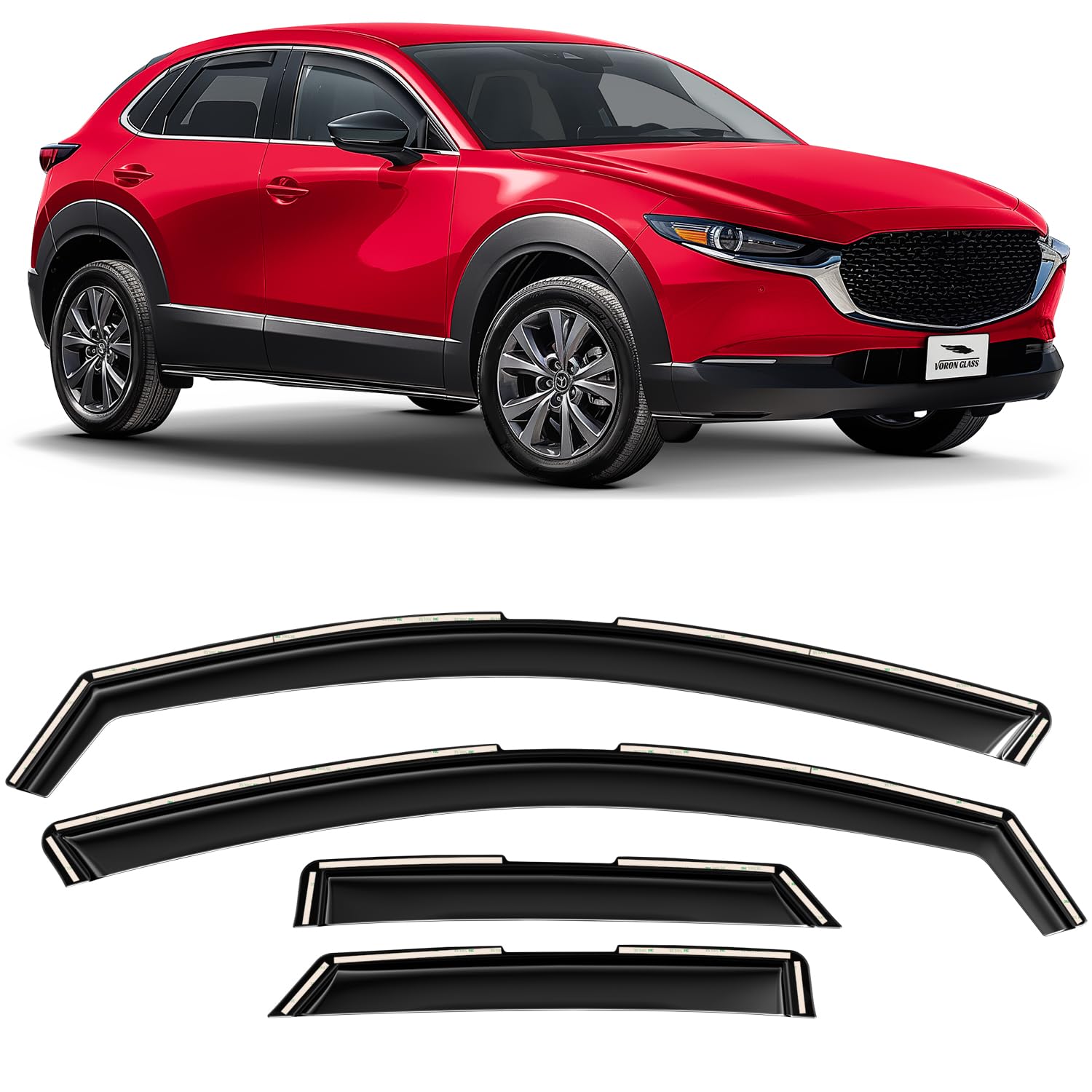 Voron Glass In-Channel Extra Durable Rain Guards For Mazda Cx-30 2020-2025, Window Deflectors, Vent Window Visors, 4 Pieces - 20