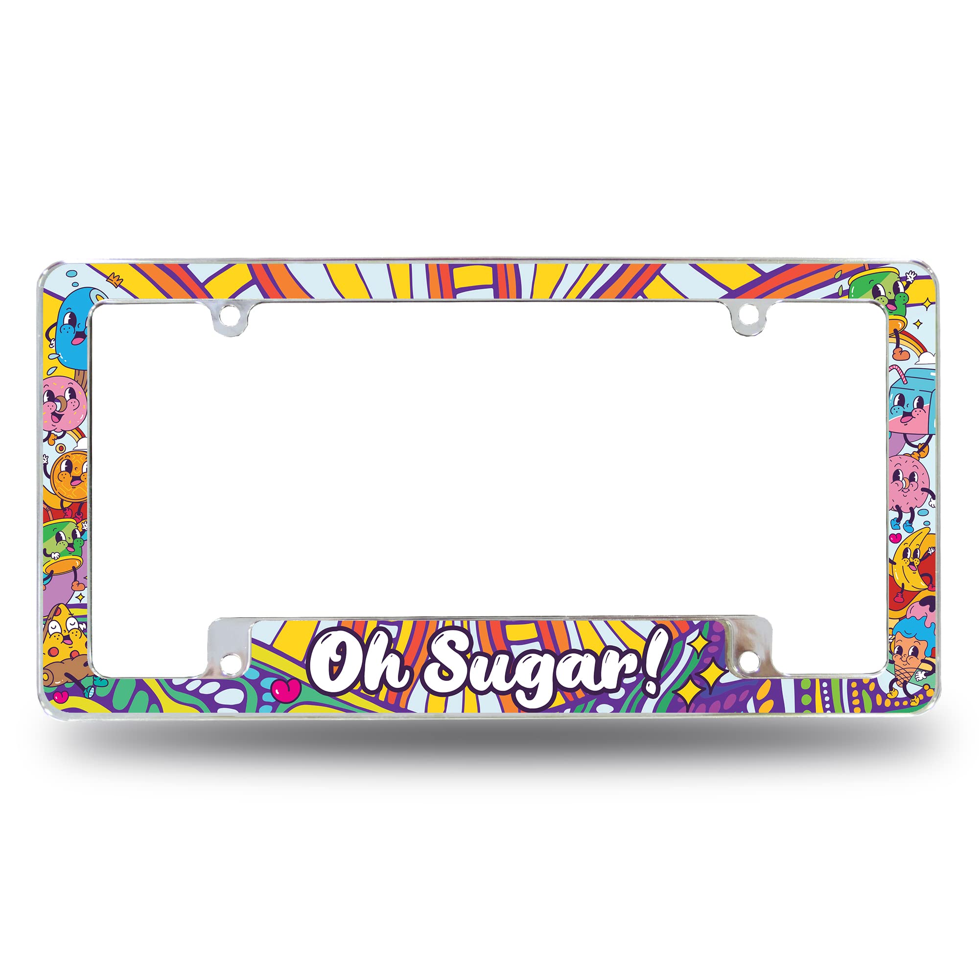 Rico Industries Oh Sugar! All Over Automotive License Plate Frame for Car/Truck/SUV (12 x 6)