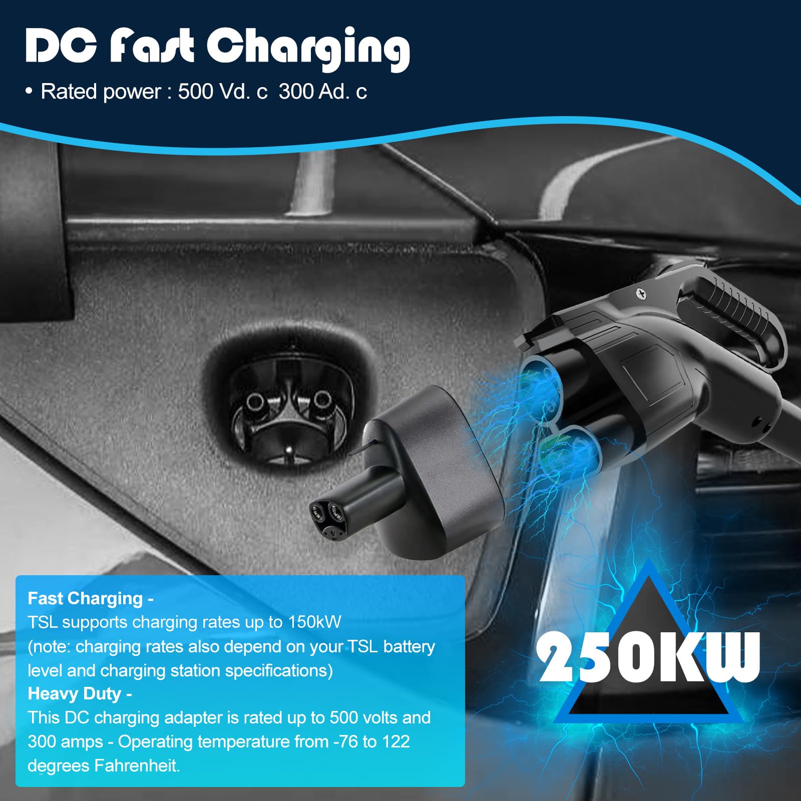 YIGPAIPO CCS Adapter Compatible Tesla Model 3/Y/X/S,with Charger Up DC 500V/250KW Max(The Voltage Cannot Exceed 500V).Not Applic