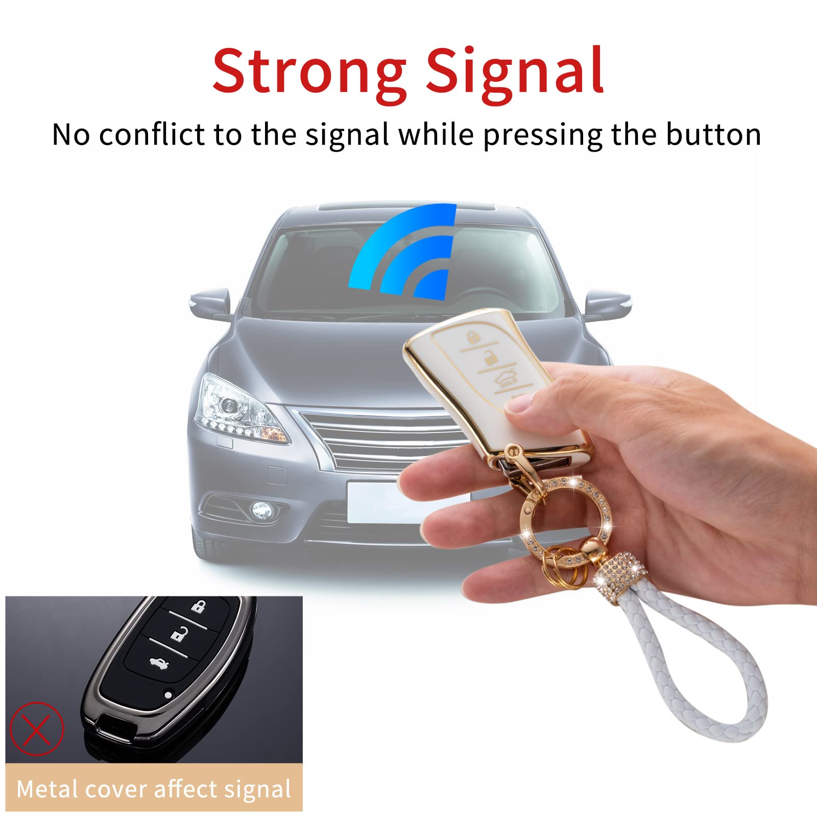 Gematay For Lexus Key Fob Cover, Key Case Shell Compatible With Lexus Es350 Es300H Ux200 Ls500 Ls500H Lc500 Lc500H Smart Key Pro