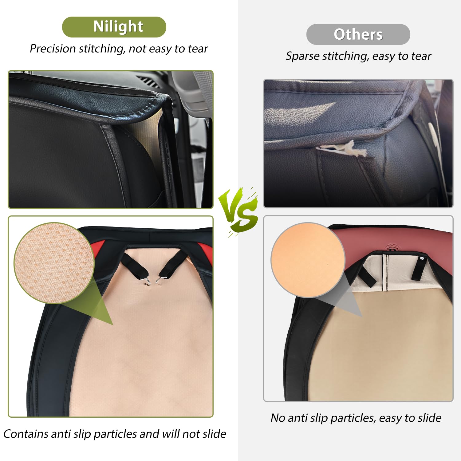Nilight Car Seat Covers Waterproof Breathable Faux Leather Cushions Anti-Slip Universal Cover For Hyundai Kia Civic Corolla Hond