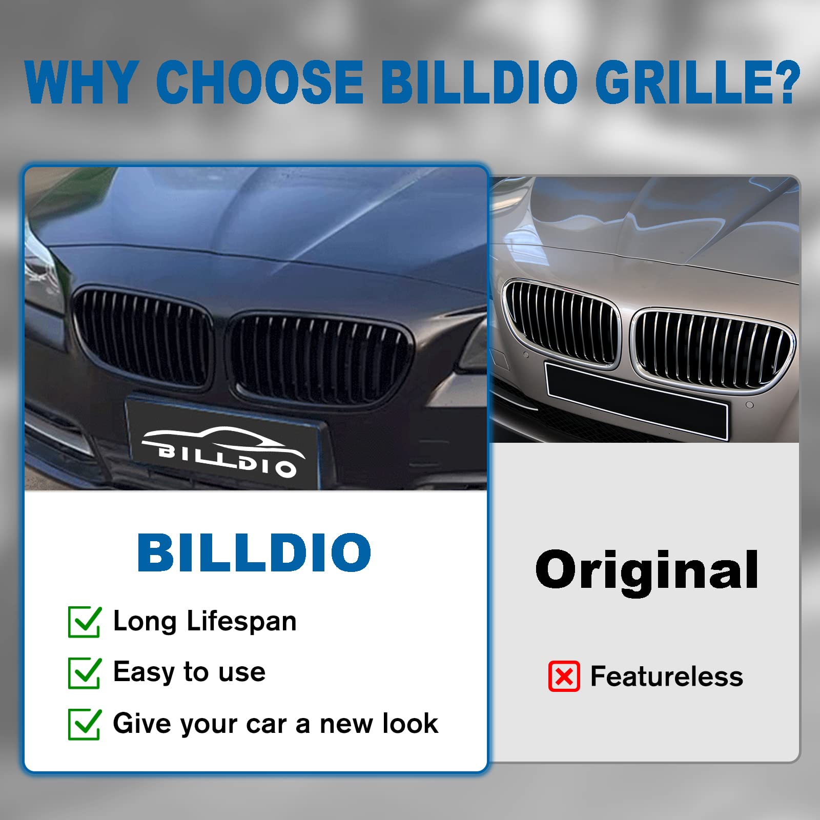 Billdio F10 Grille - Black Kidney Single Slats Grill Compatible With Bmw 2010-2017 5 Series F10 F11 F18 Sedan 520I 528I 535D 535