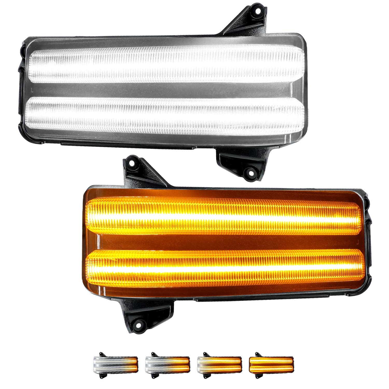 Roccs Sequential Amber Turn Signal Switchback Led Side Tow Mirror Marker Light White Drl Parking Light Fit For 2020 2021 2022 20