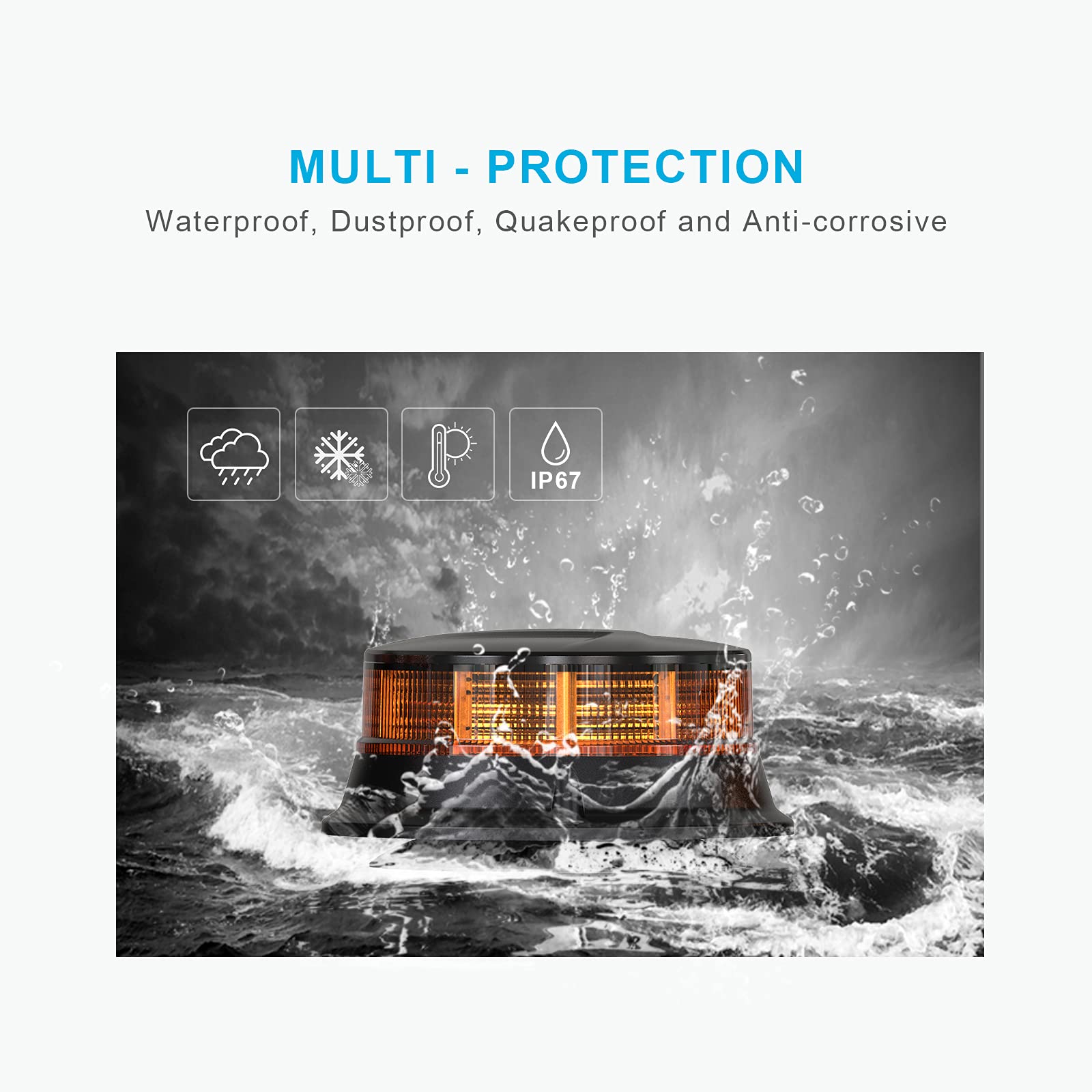 Agrieyes Amber Beacon Light 4.2Inch, Flashing Safety Warning Lights Permanent/Magnet Mount (Amber, Magnet)