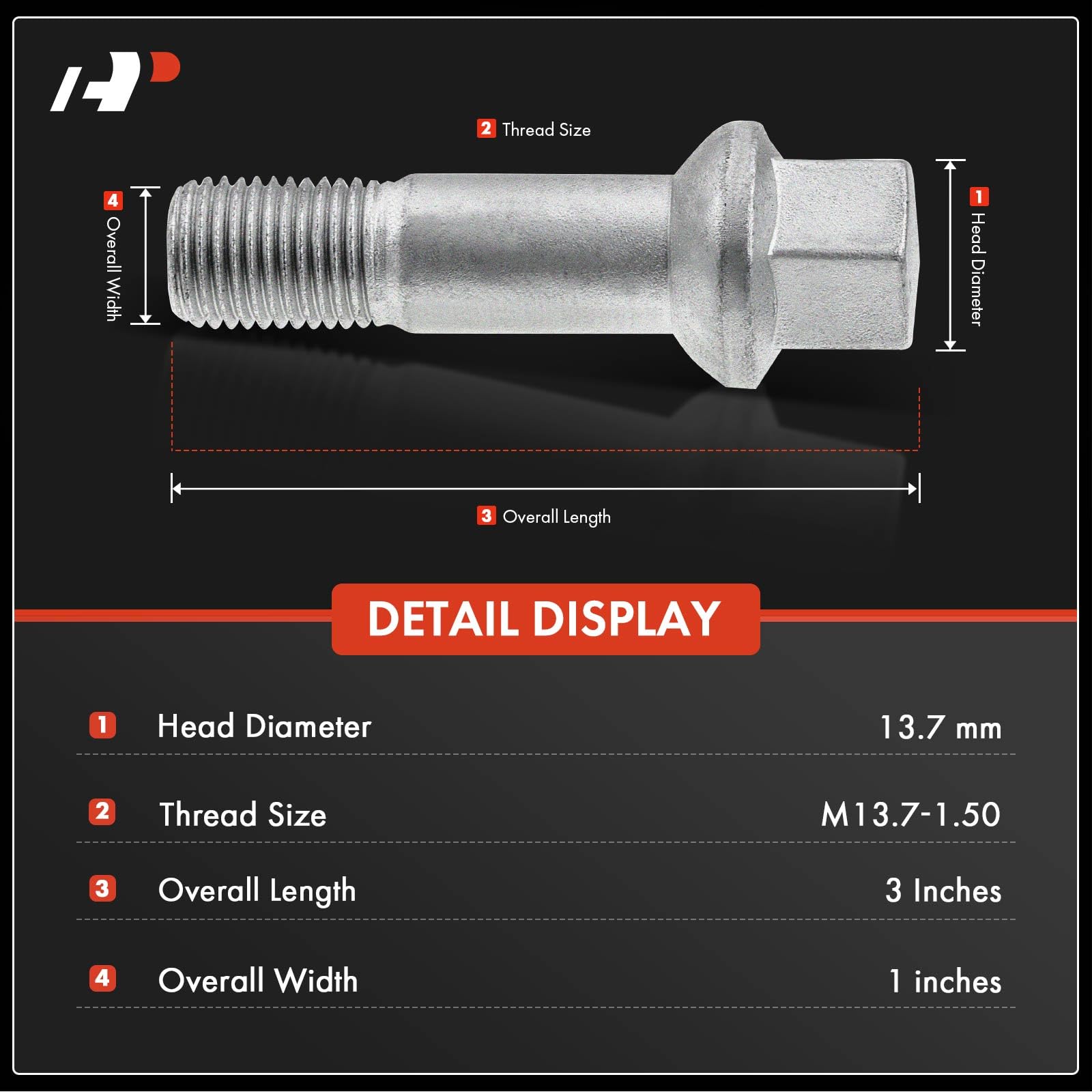 A-Premium M14-1.50 Wheel Studs Compatible With Mercedes-Benz E63 Amg R320 R350 R500 R550 R63 Amg S320 S400 S400L S420 S430 Front