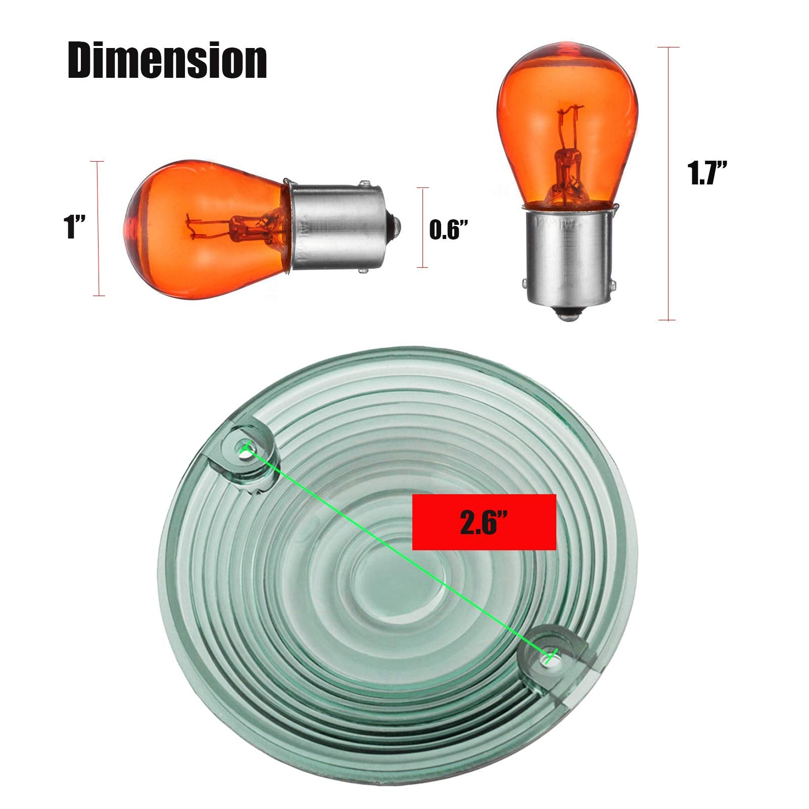 Perfectech 4 Pcs 3 1/4 Touring Oem Flat Black Smoked Turn Signal Lenses+Amber Bulbs For Harley Davidson Electra Glides Road King