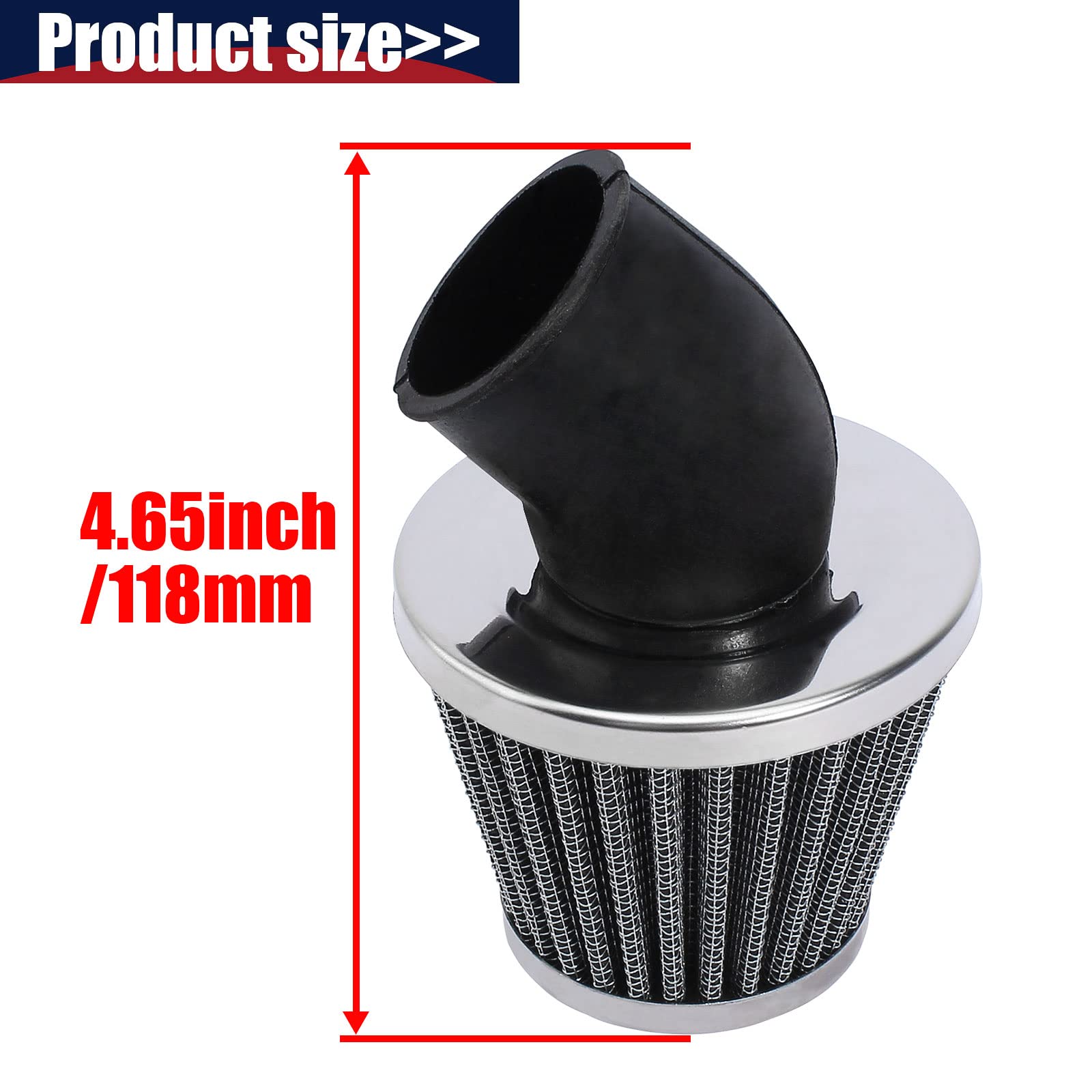 Qazaky 38Mm 39Mm 40Mm 1.5Inch Filter Cleaner 45 Degree Angled For 50Cc 70Cc 90Cc 110Cc 125Cc 150Cc 200Cc Motorcycle Atv Quad Sco