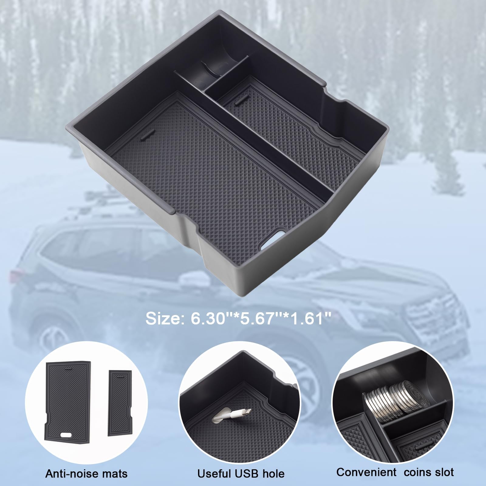 Jkcover Upgraded Design Center Console Organizer Tray Compatible With Subaru Forester 2024 2023 2022 2021 2020 2019 Interior Arm