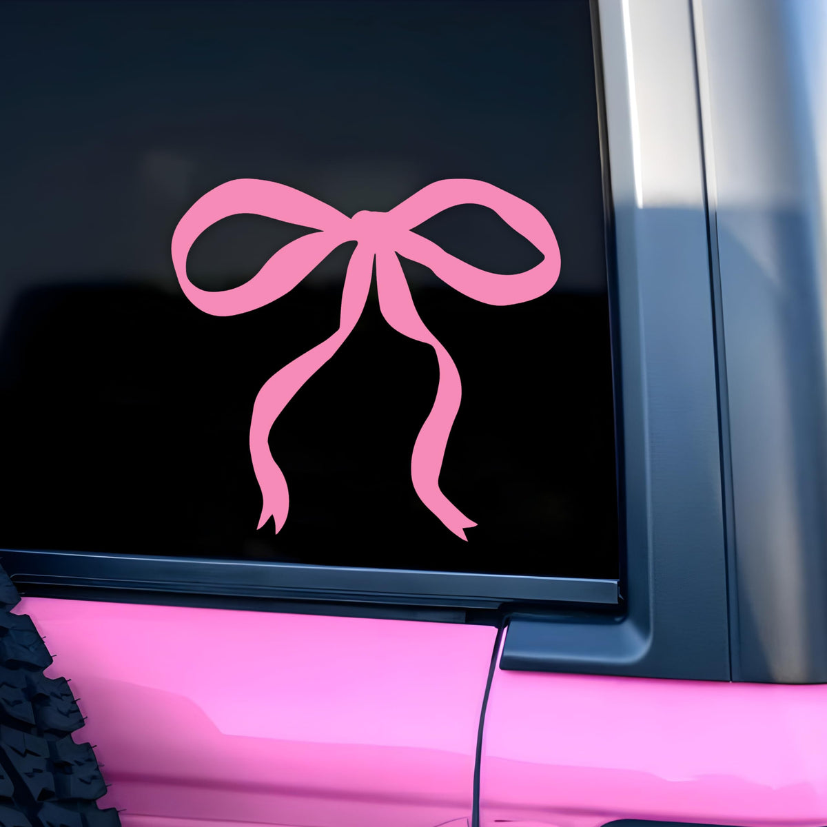 Pink Bow Car Decal Cute Car Cute Mirror Decal Sticker for Girl Women Cars Accessories Affirmations Funny Vinyl Waterproof 6 Inch