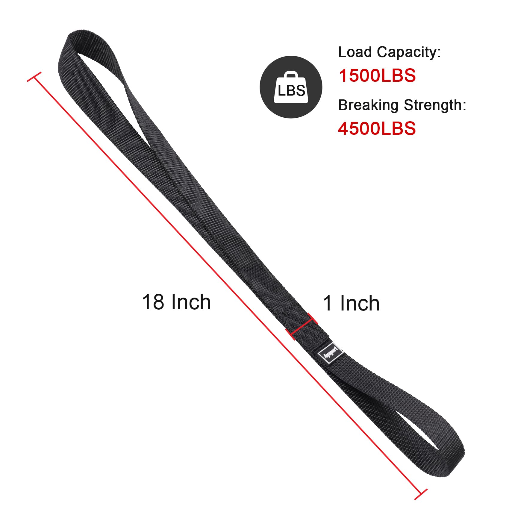 Ayaport Soft Loop Tie Down Straps 18 Inches - Black 4500Lbs Break Strength Loops For Securing Atv, Utv, Motorcycles, Scooters, D