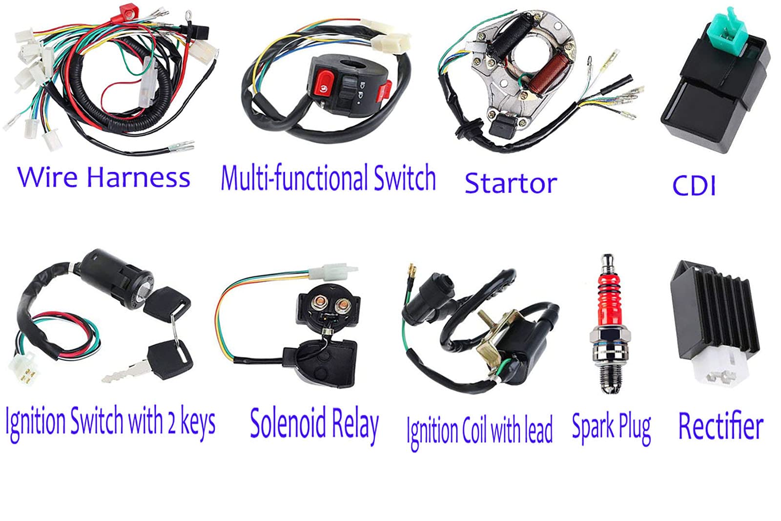 Complete Wiring Harness Kit Atv Wire Harness For Taotao Chinese 4 Wheeler 50Cc 70Cc 110Cc 125Cc Pit Quad Dirt Bike Parts With Electrics Stator Coil Cdi Solenoid Relay By Bootop Pin