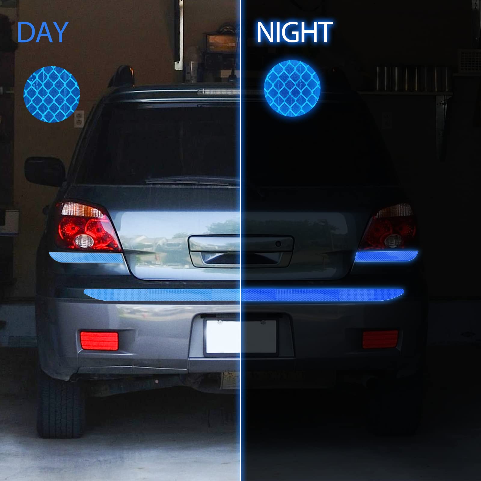 Frienda 7 Pcs Auto Strong Reflective Stickers Includes Car Bumper Reflective Stickers Car Trunk Mirror Decals Night Visibility W