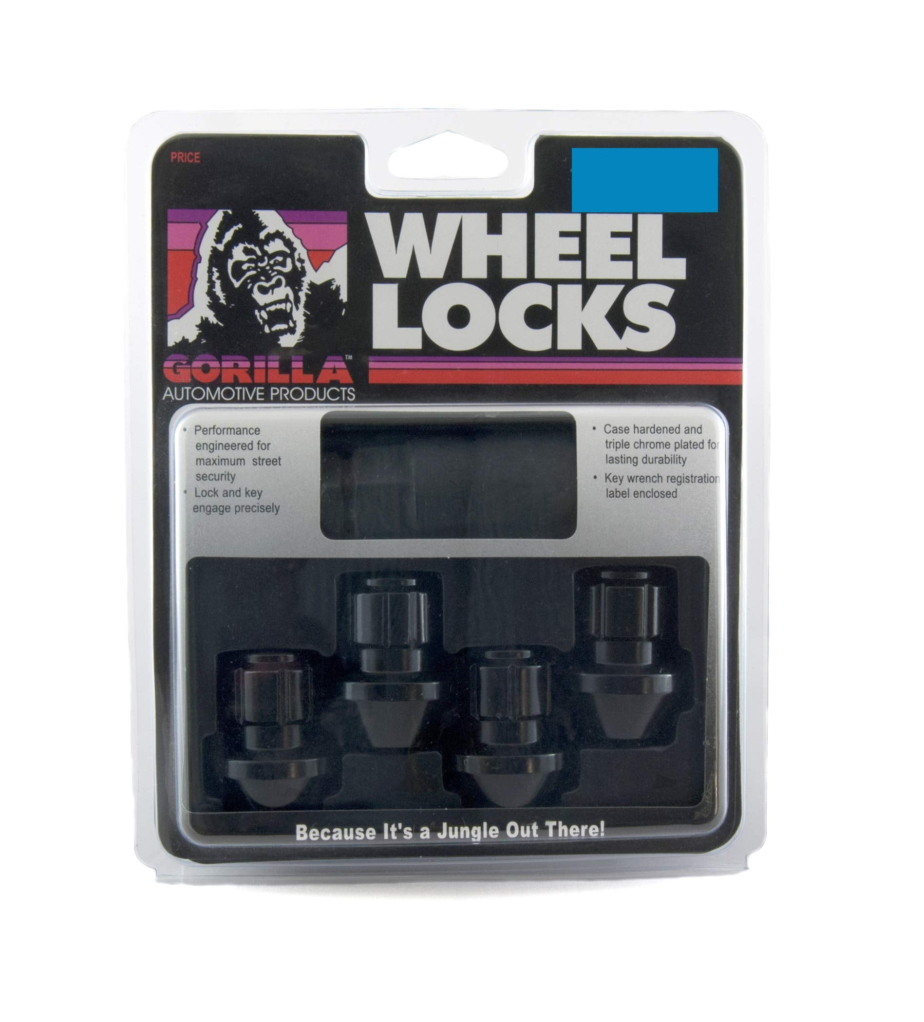 Gorilla Automotive 96641BDX Wheel Lock Set, Black, 14mm x 1.50 Thread Size, 4-Pack, Chrome Steel