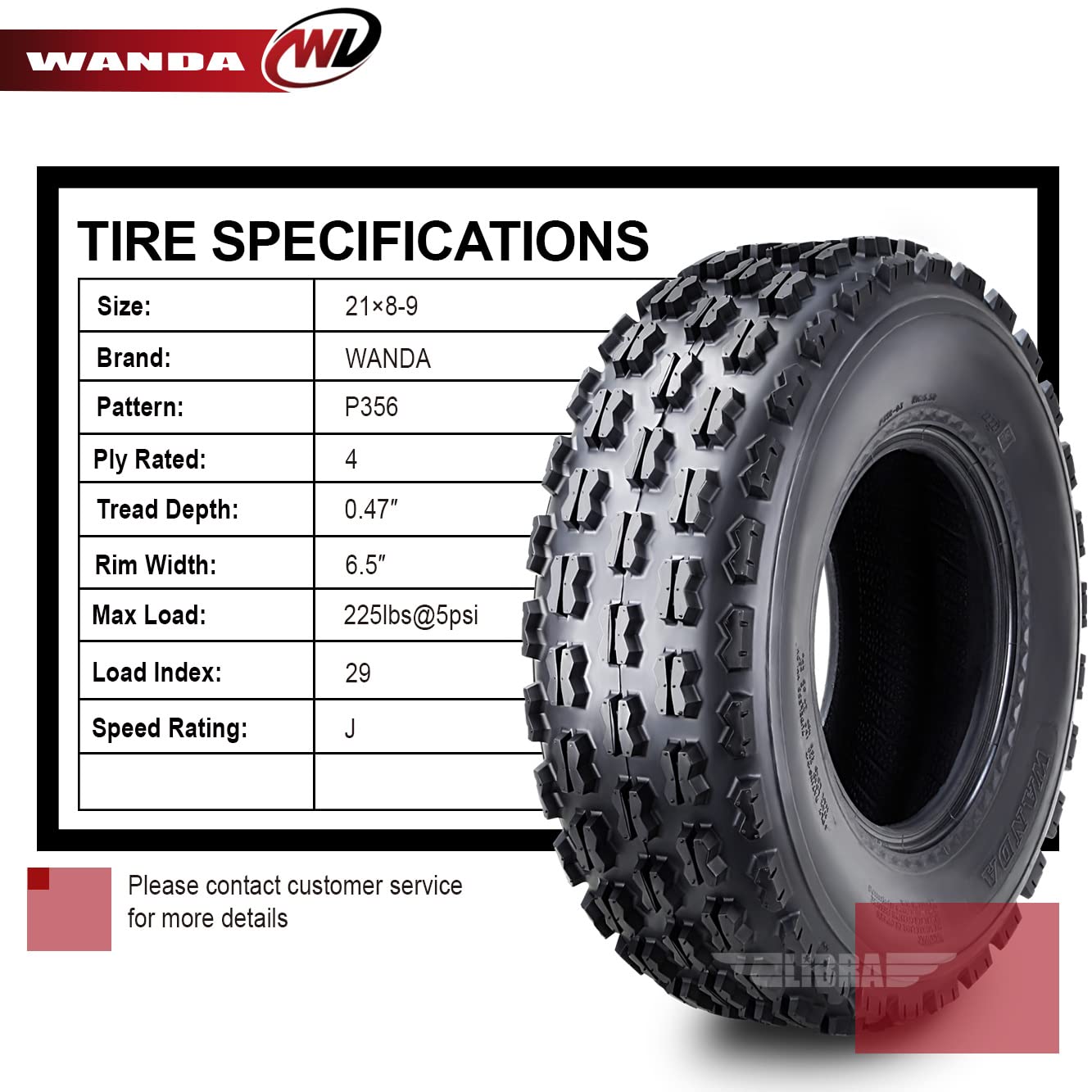 Wanda Set 2 Sport Atv Tires At 21X8-9 21X8X9 P356 Gncc (Grand National Cross Country) Race Tire 10289