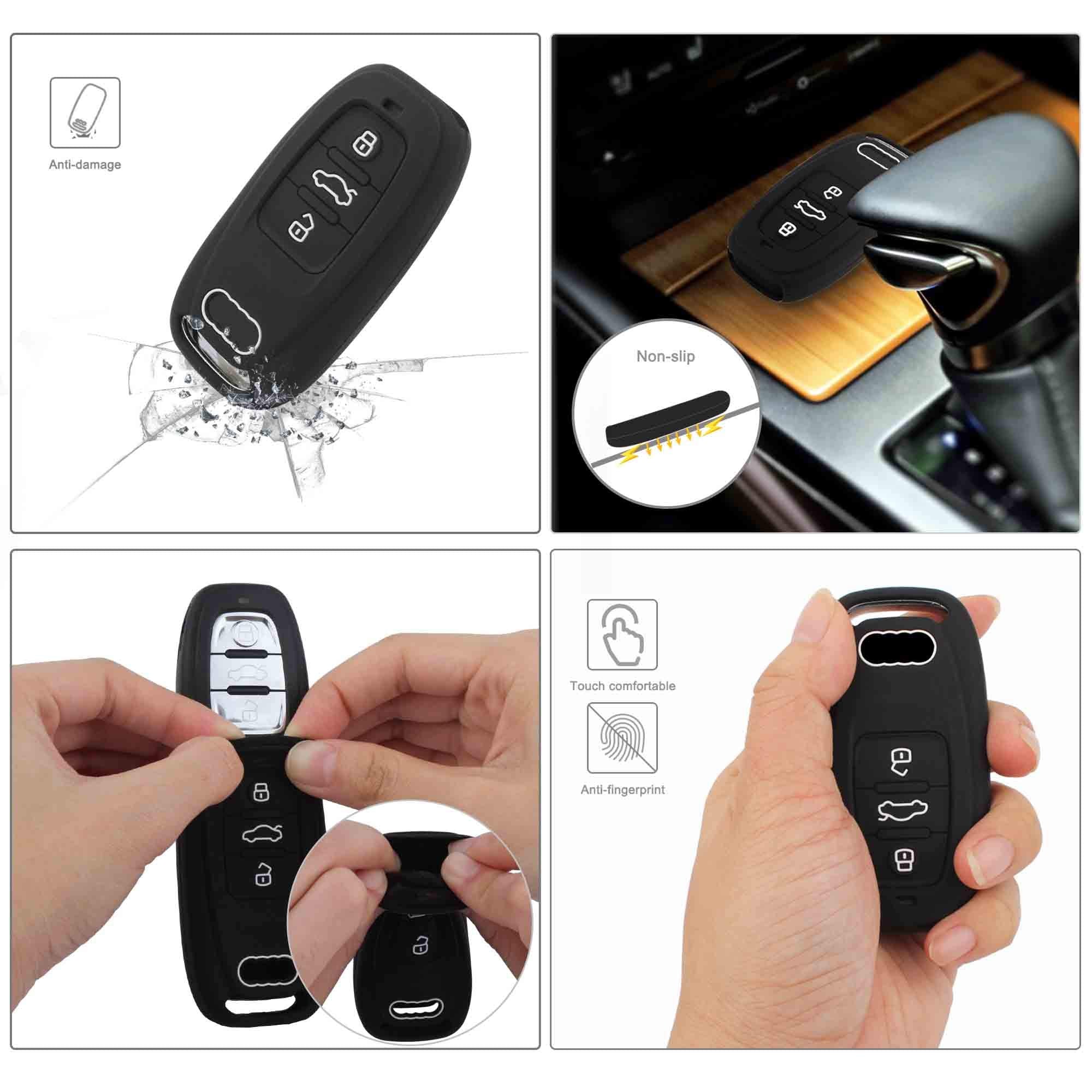 Tomall Silicone Key Cover Black For Lexus Is Es Gs Nx Rx Lx Rc 4 Buttons Smart Remote Key (Pack Of 2)