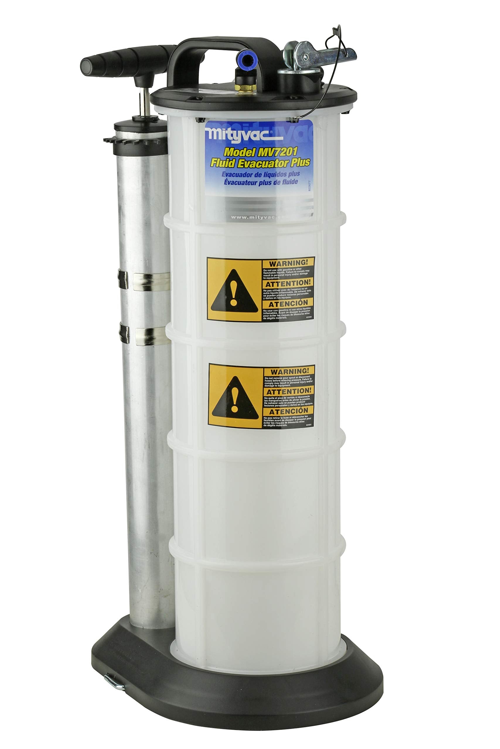 Mityvac 7201 2.3 Gallon Fluid Evacuator Extractor and Dispensing Pump, Push Button, Manual Operation, Chemical-Resistant Polyeth