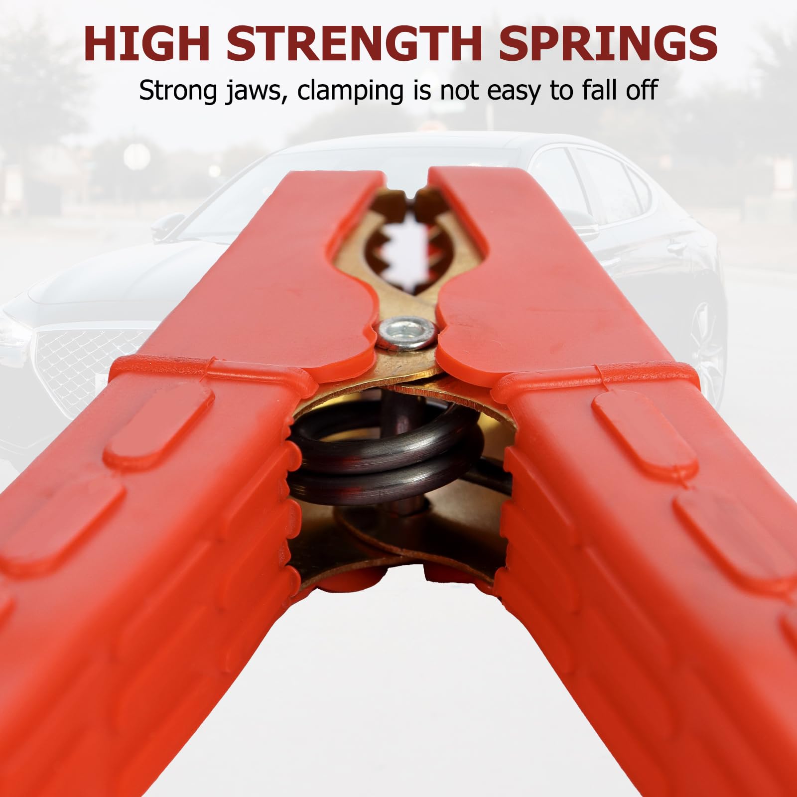 Jumper Cable Clamps 1 Pair, Battery Clamps Pure Copper, Battery Charger Clamps 4 Inch, Jumper Cable Ends Heavy Duty With Insulat