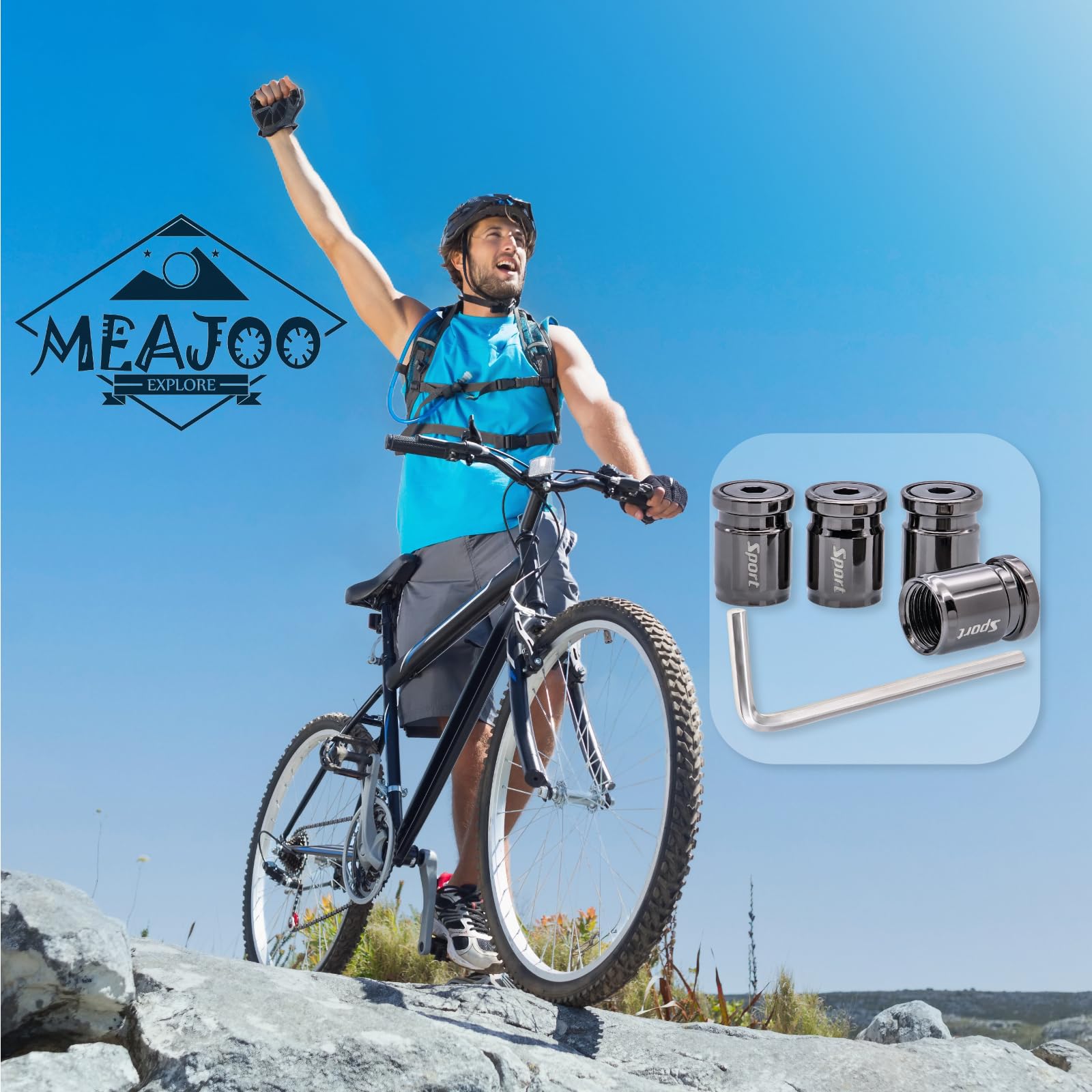 Meajoo 4 Pcs Anti Theft Bullet Style Tire Valve Stem Caps, Leak-Proof Air Protection, Universal Tire Valve Caps With O Ring Rubb