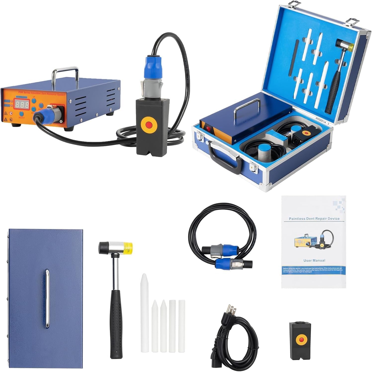 GOSHET Car Paintless Dent Box Repair, 1380W Suitcase Tool Magnetic Induction Auto Body Removal Machine Pro PDR Induction Heater 