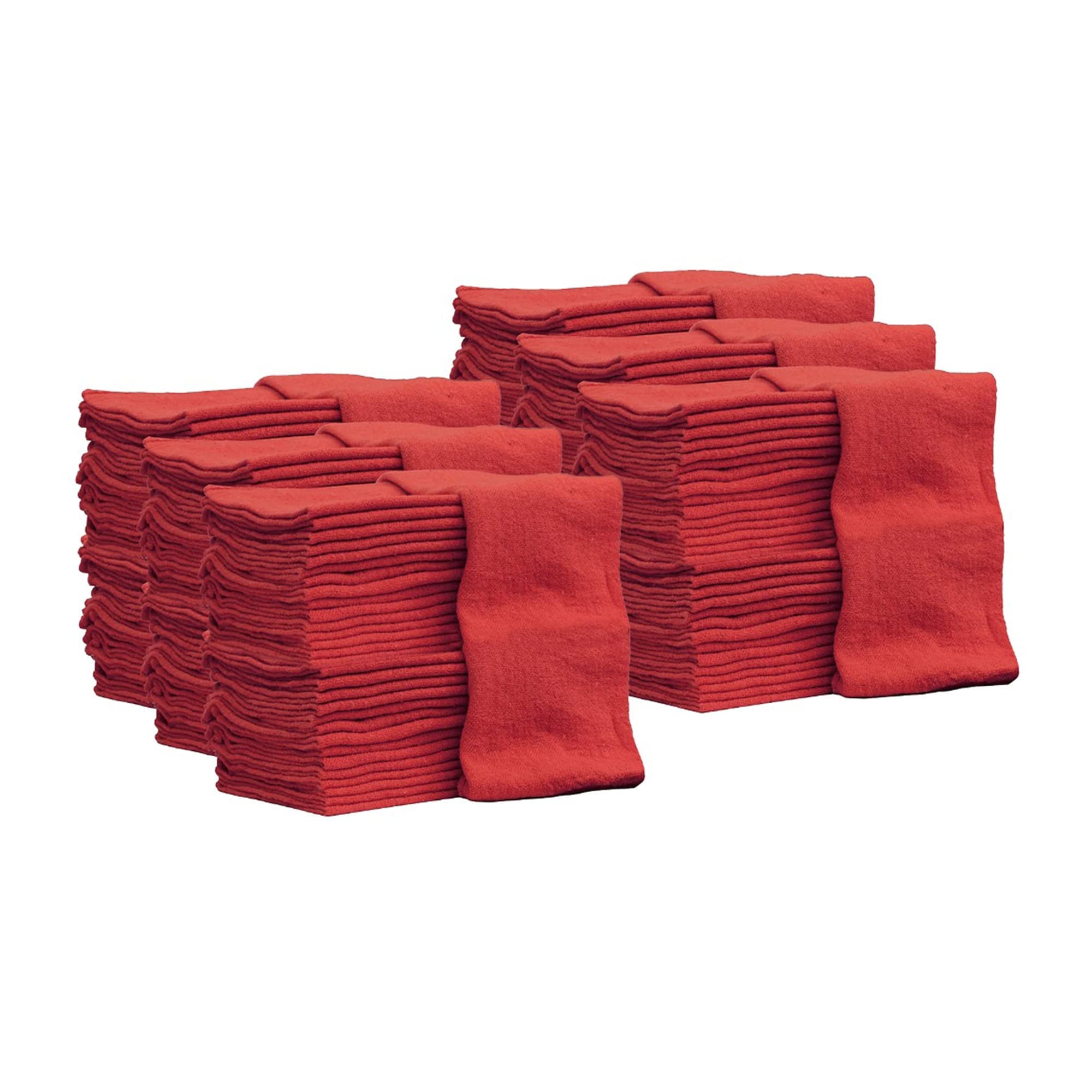 Nabob Wipers Auto Mechanic Shop Towels 500 Pack Bulk Shop Rags 100% Cotton Size 14''X14'' Commercial Grade (500 Pack, Red)