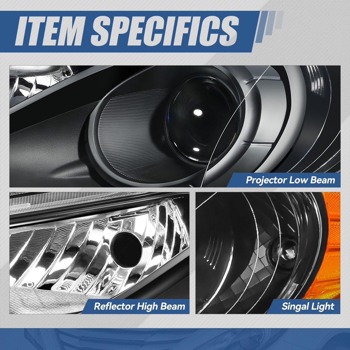 Auto Dynasty Factory Style Projector Headlight Lamps Compatible With Sonata (Excludes Hybrid) 2011-2014, Driver And Passenger Si